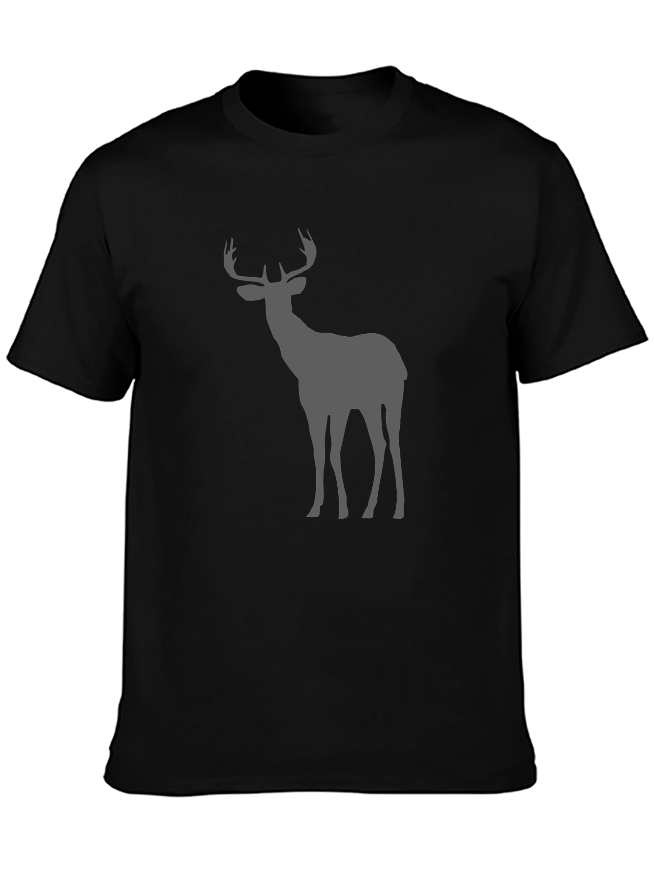 Black Men's Black Deer Graphic Tee - Nature Inspired Style view 3