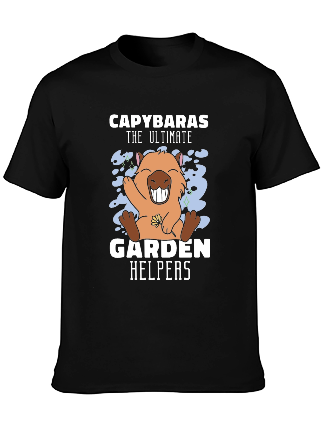 Black Capybara Garden Helpers Graphic Tee view 3