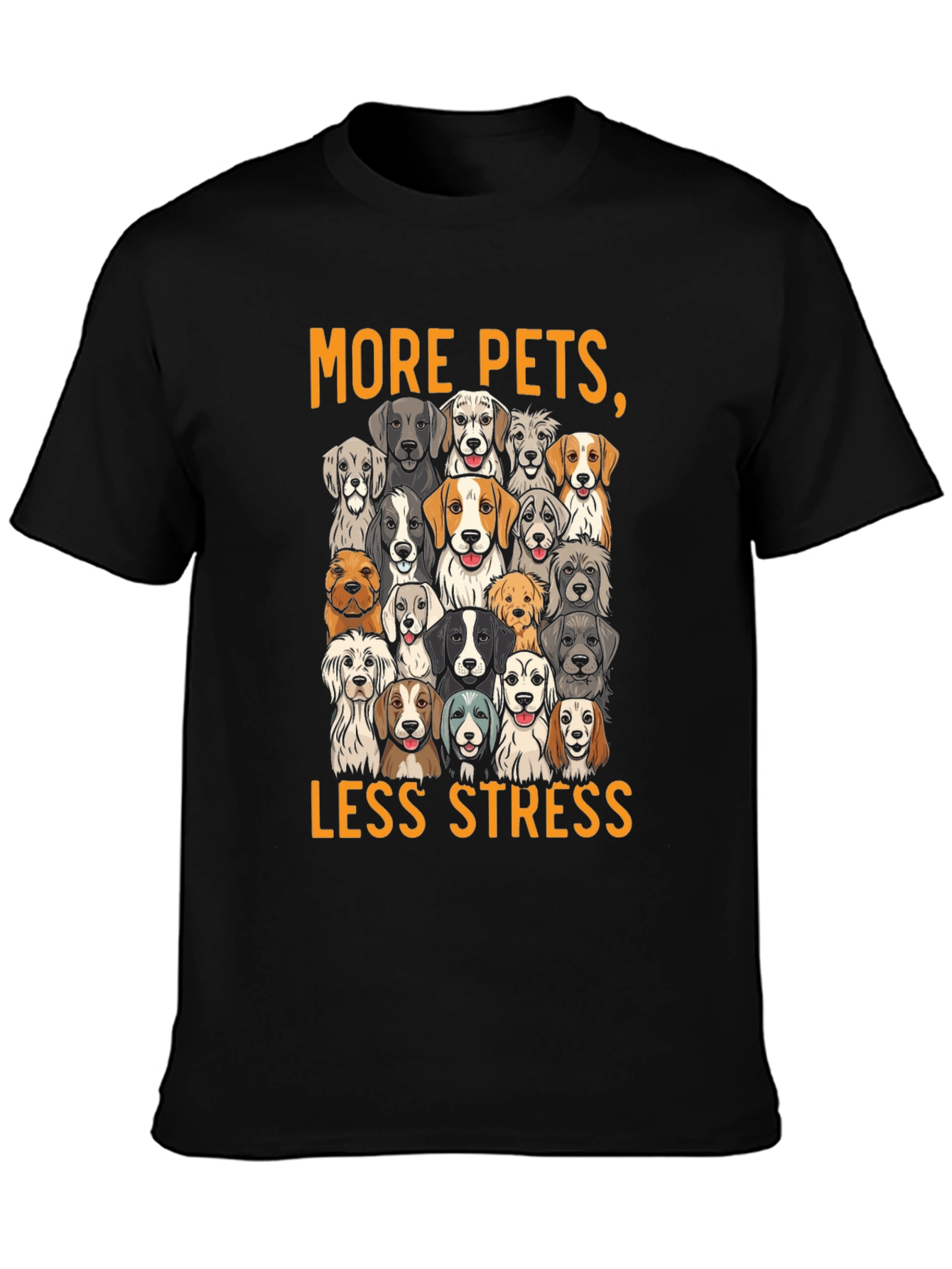 Black More Pets Less Stress Dog T-Shirt view 3