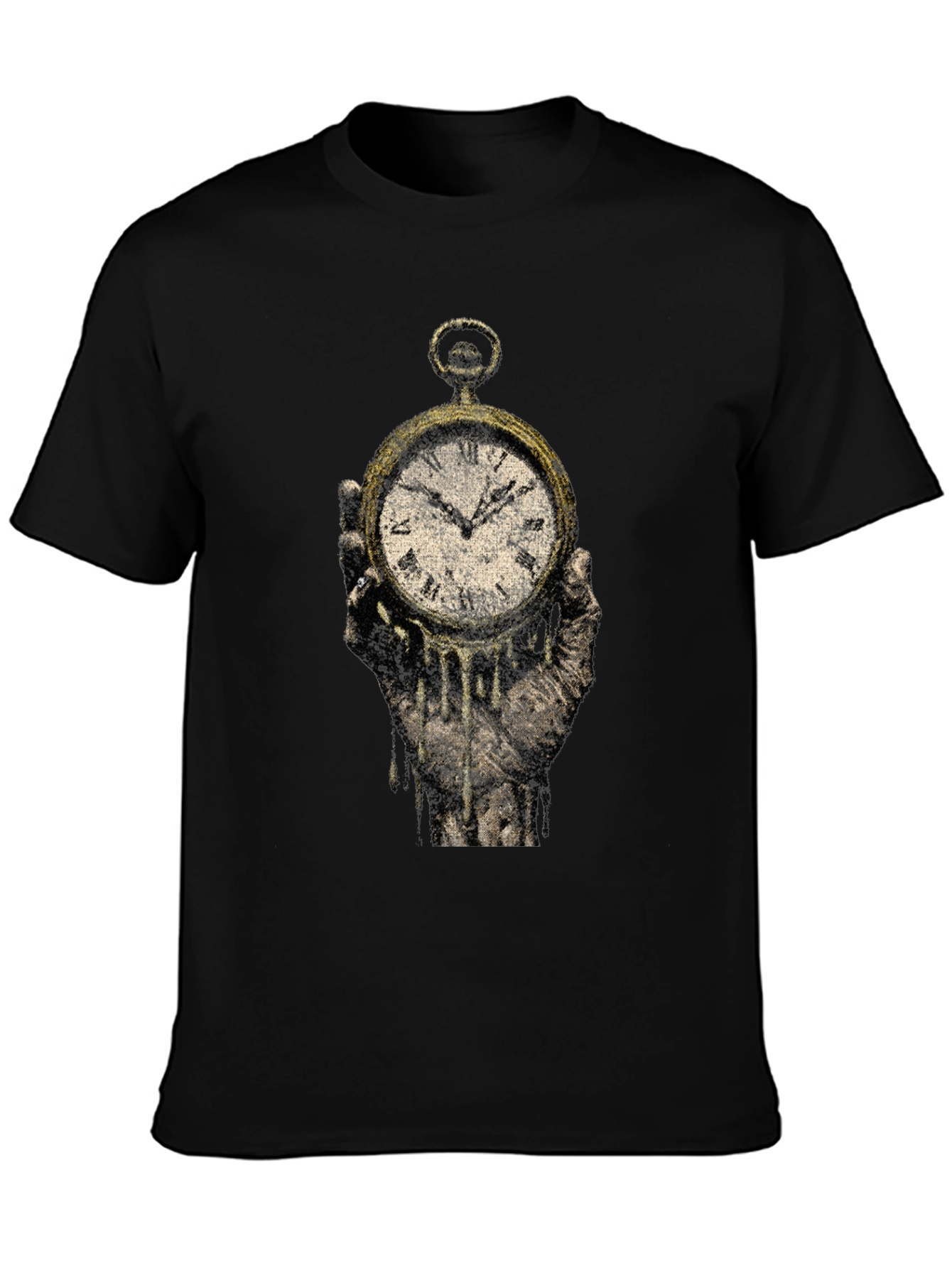 Black Melting Clock Graphic Tee - Time is Fleeting view 3