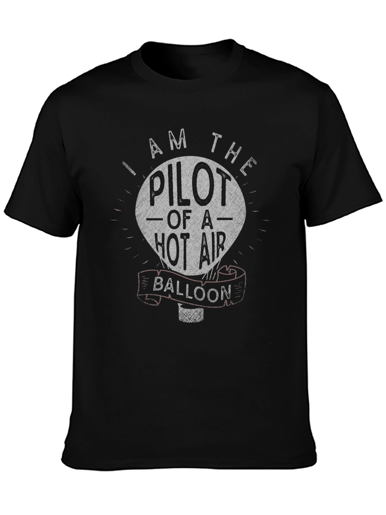 Black I am the Pilot Hot Air Balloon Black T-Shirt view 3