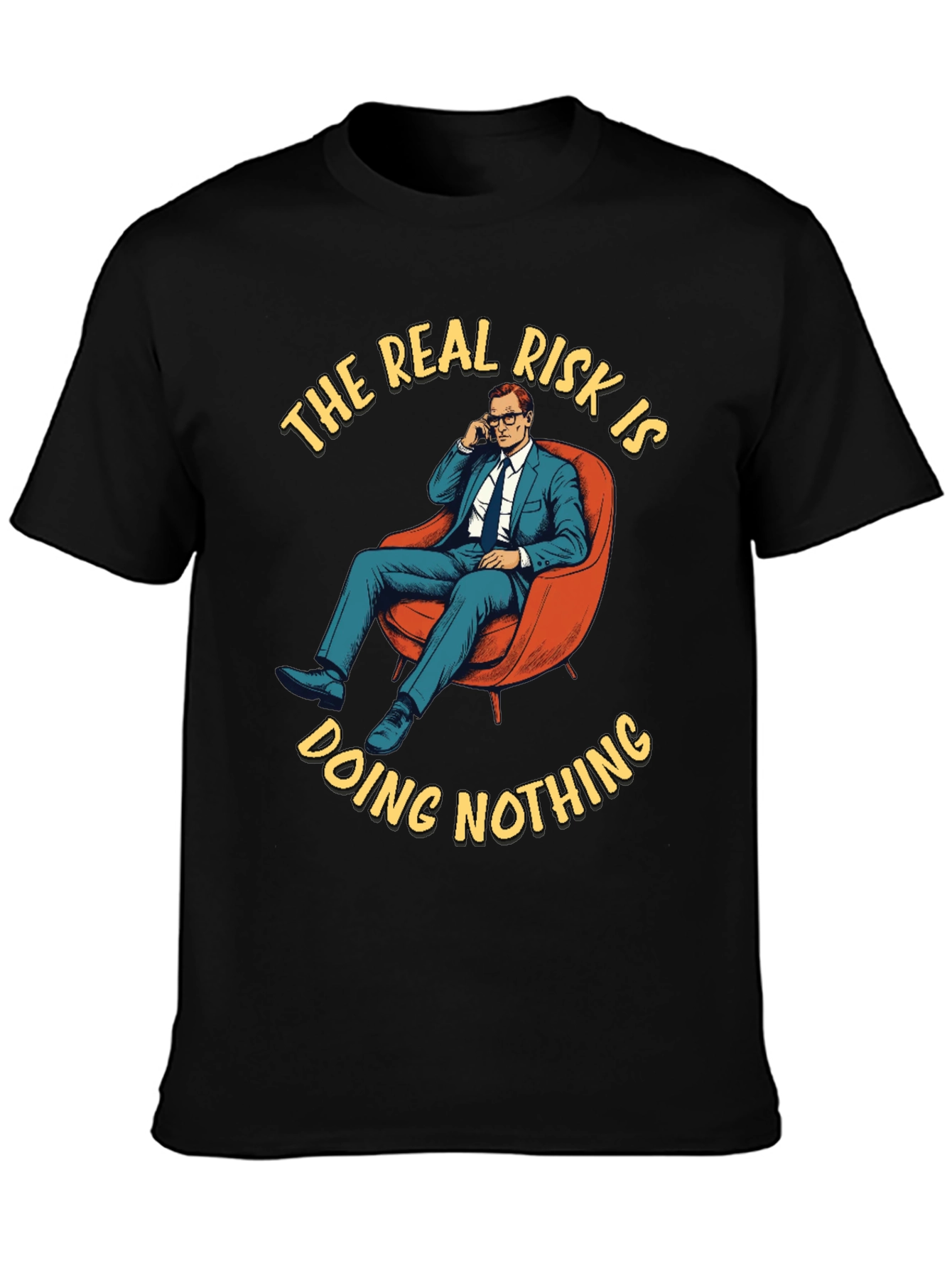 Black The Real Risk T-Shirt - Doing Nothing Graphic Tee view 3