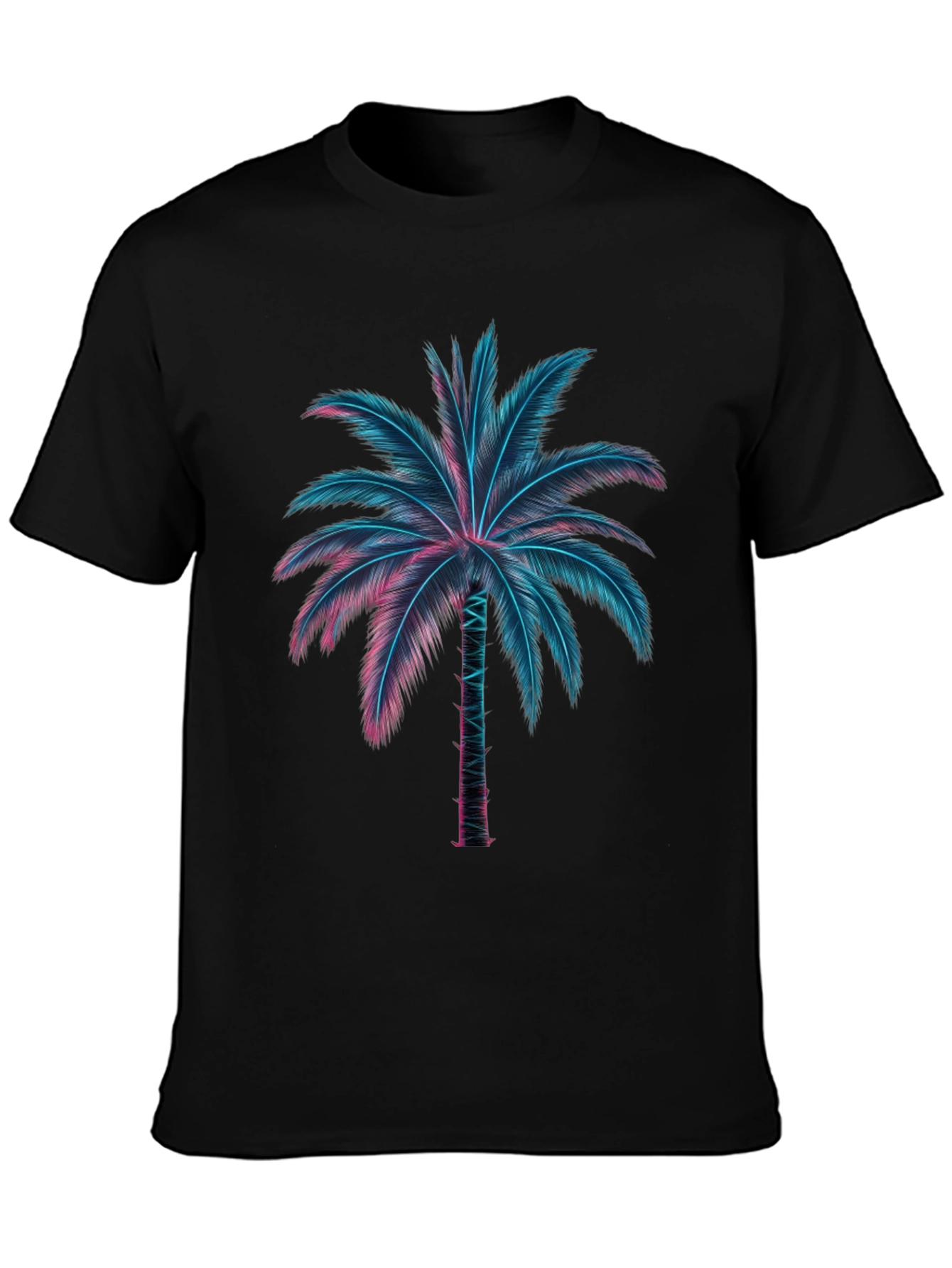 Black Neon Palm Tree Graphic Tee view 3