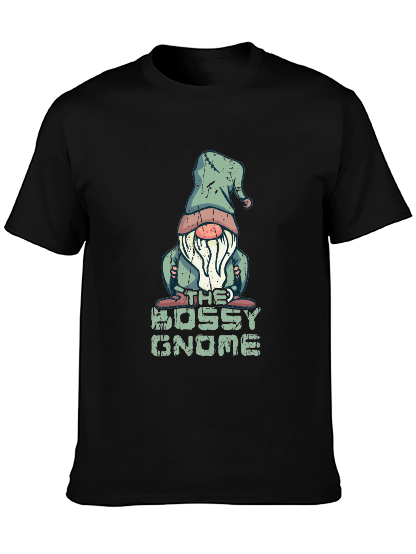 Black Bossy Gnome T-Shirt - Funny Graphic Tee view 3