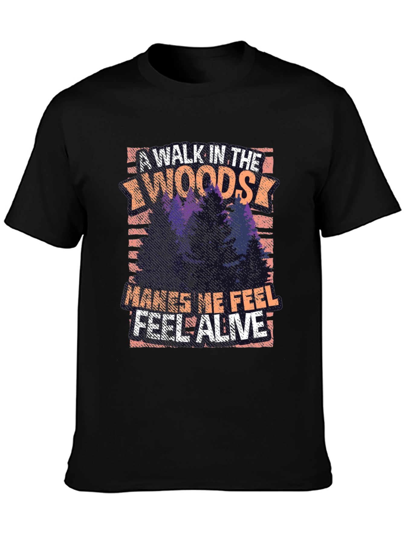 Black Nature Lover's Walk in the Woods Black T-Shirt view 3