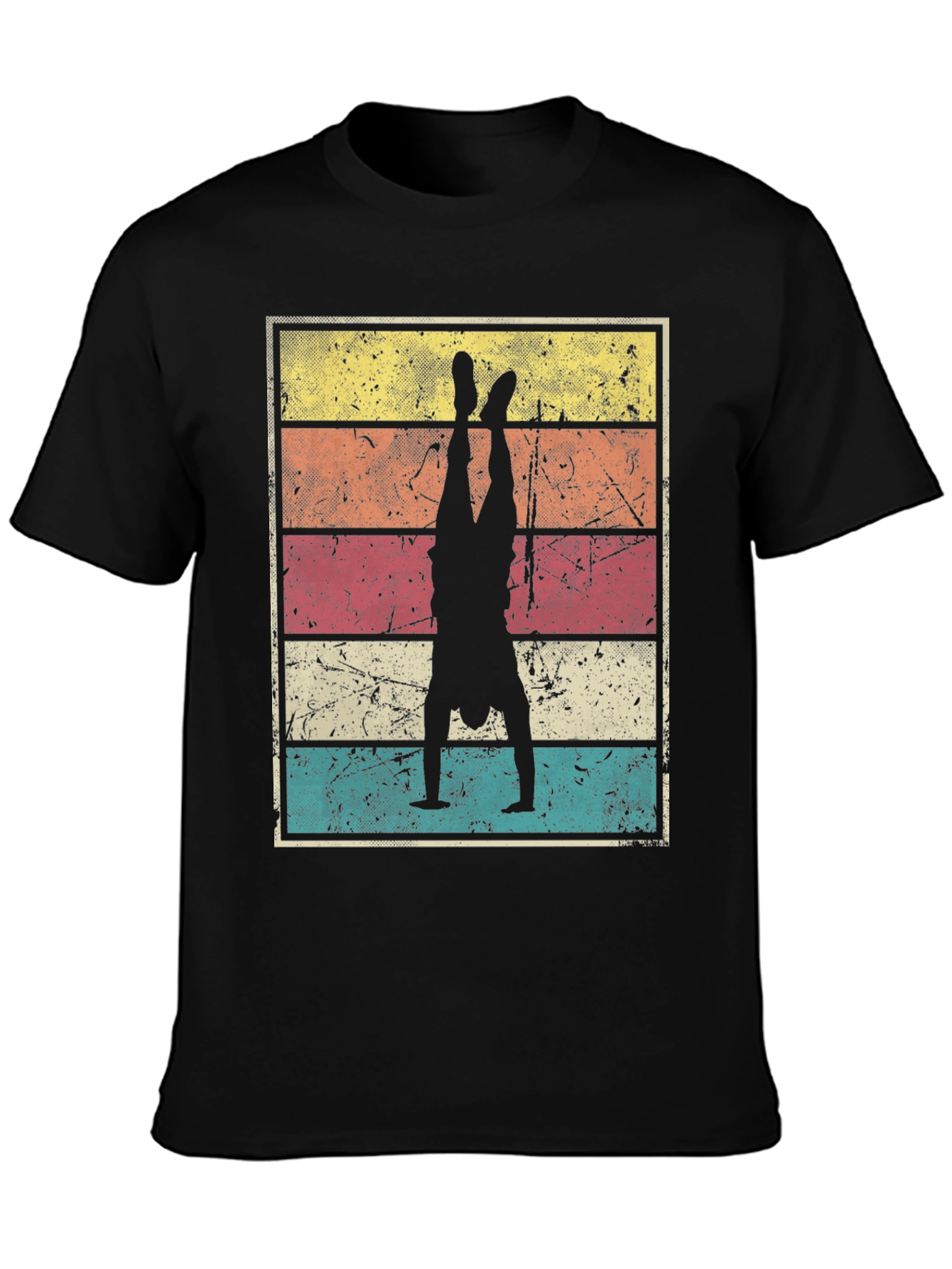 Black Retro Handstand Graphic T-Shirt view 3