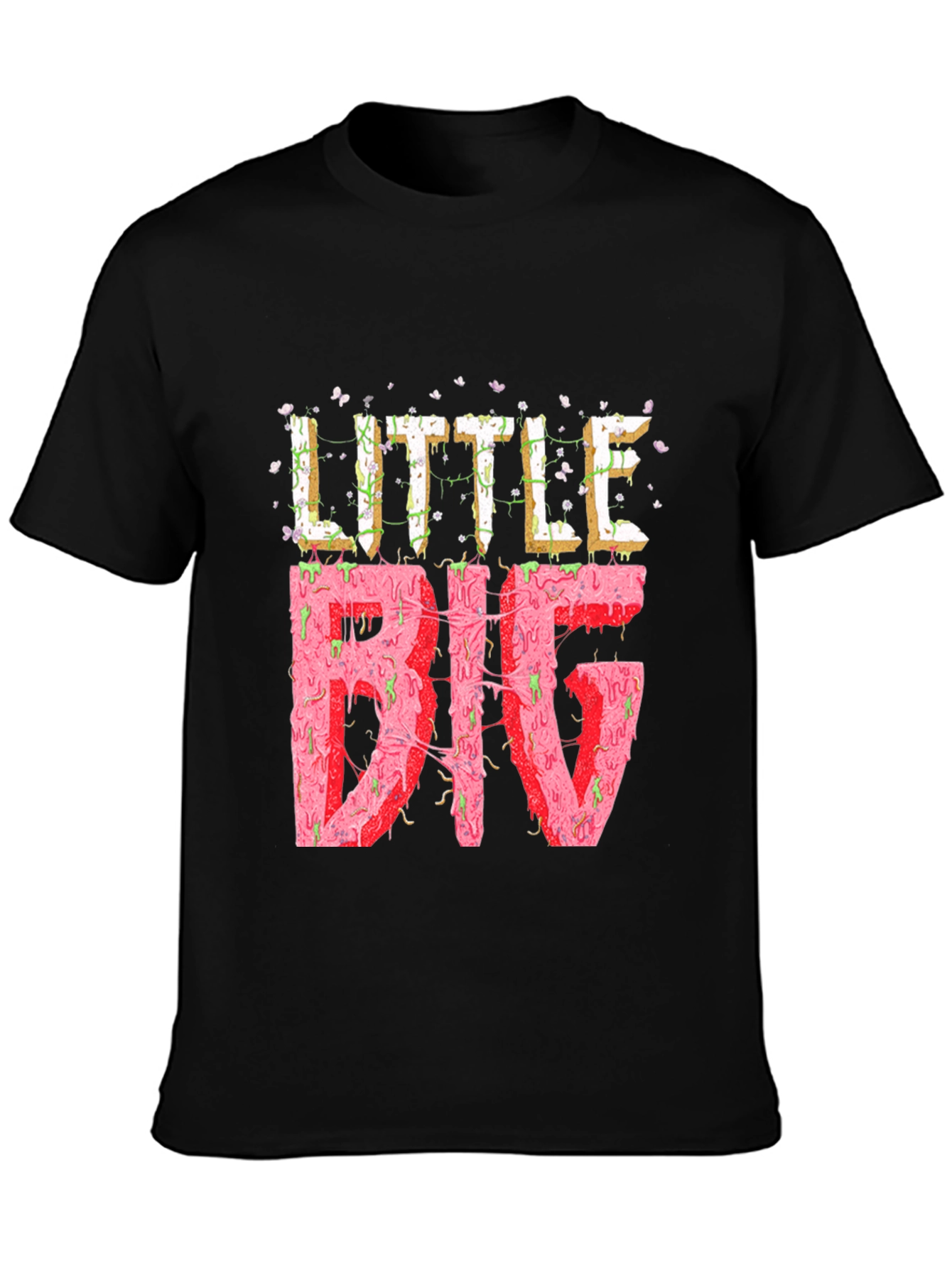 Black Little Big Graphic Tee - Statement T-Shirt view 3