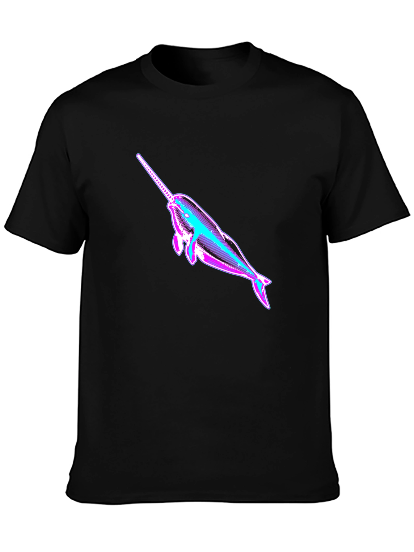 Black Narwhal Graphic Print Black T-Shirt view 3