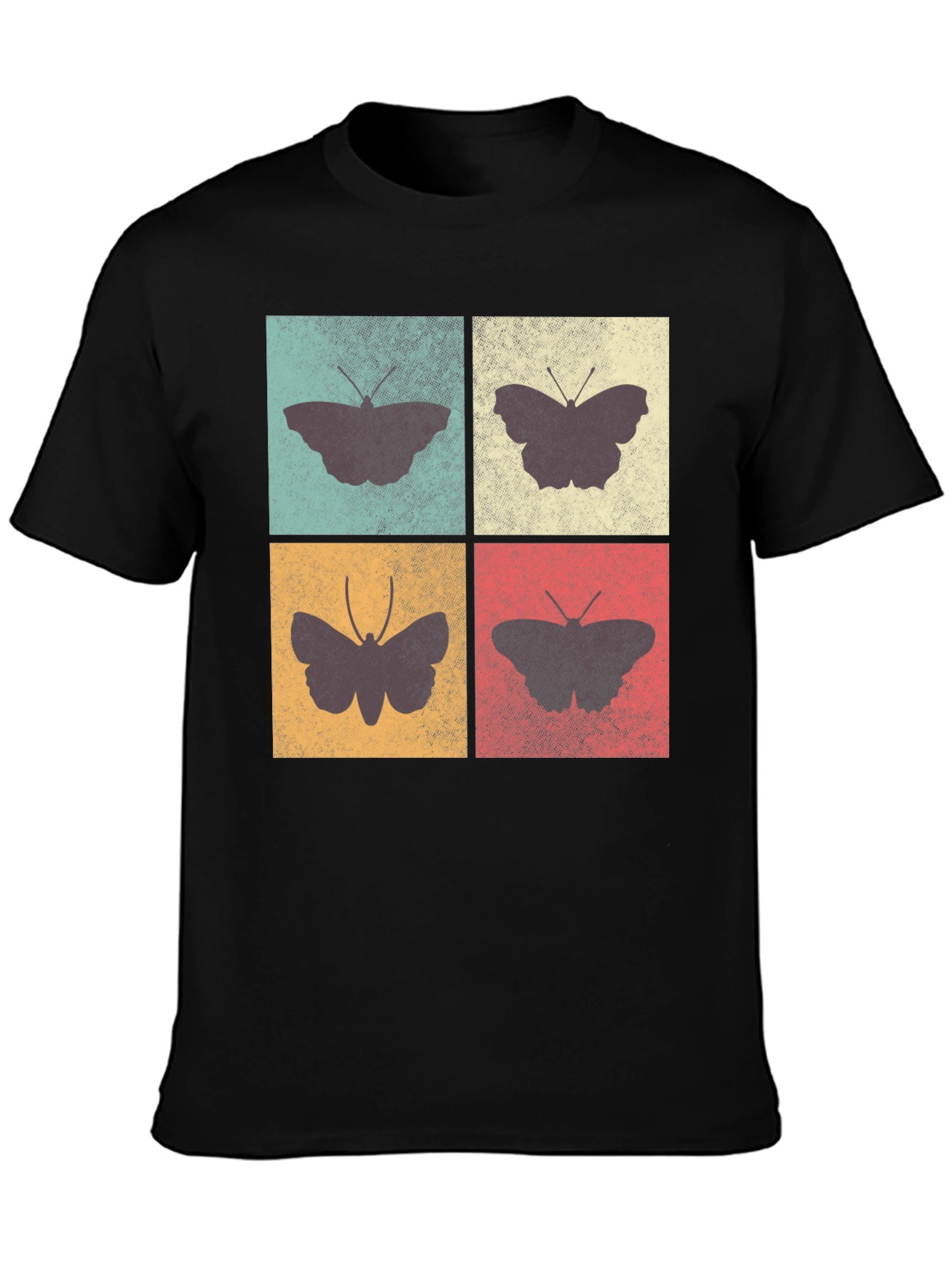 Retro Butterfly Block Print Tee - Soft Cotton Casual Wear - 3