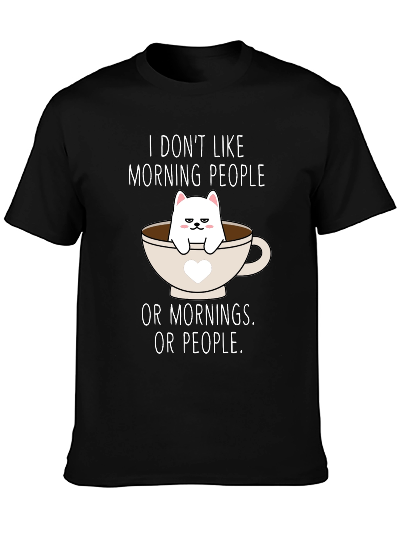 Black Grumpy Cat Coffee T-Shirt - I Don't Like Mornings view 3