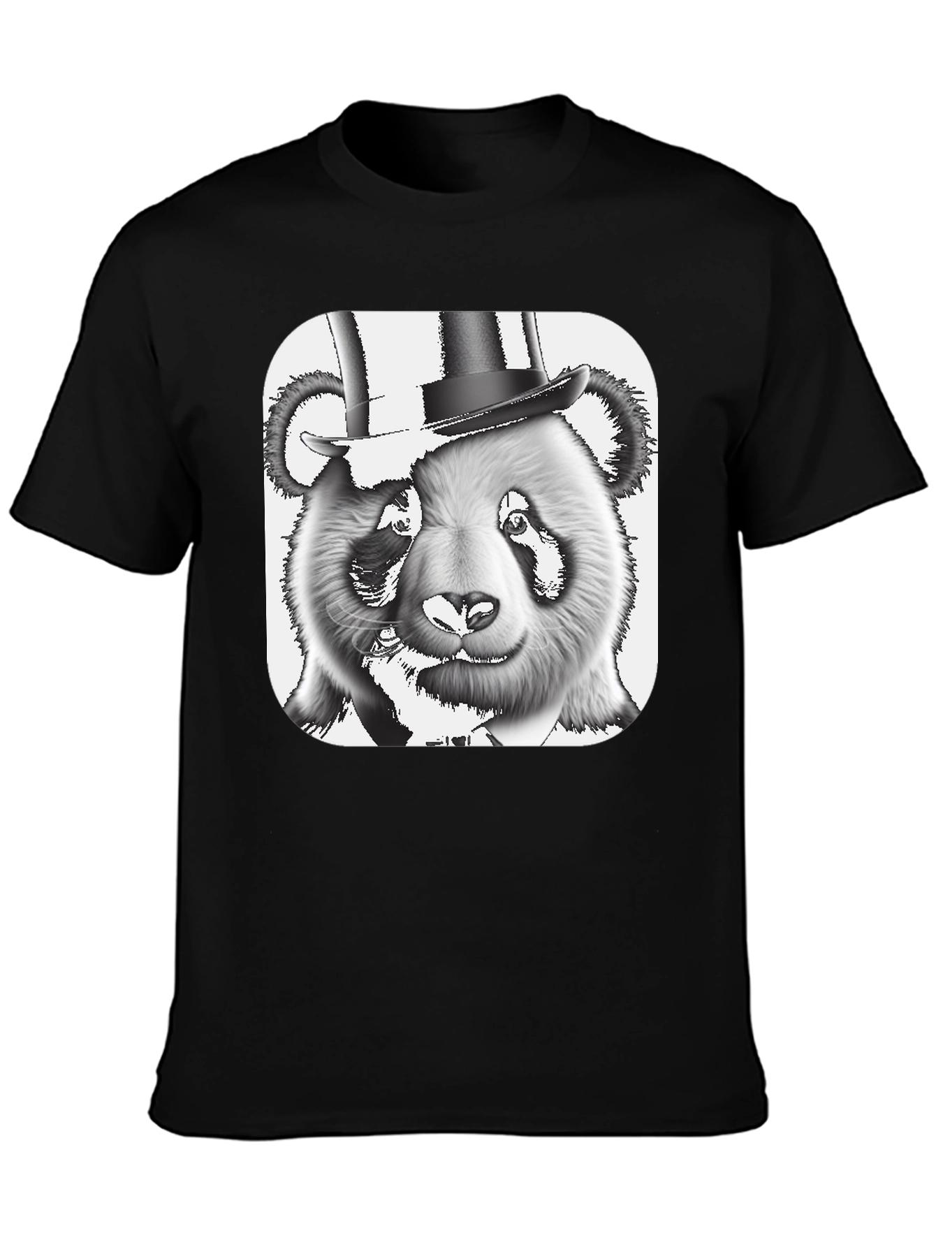 Black Panda Bear Top Hat T-Shirt - Stylish Graphic Tee view 3