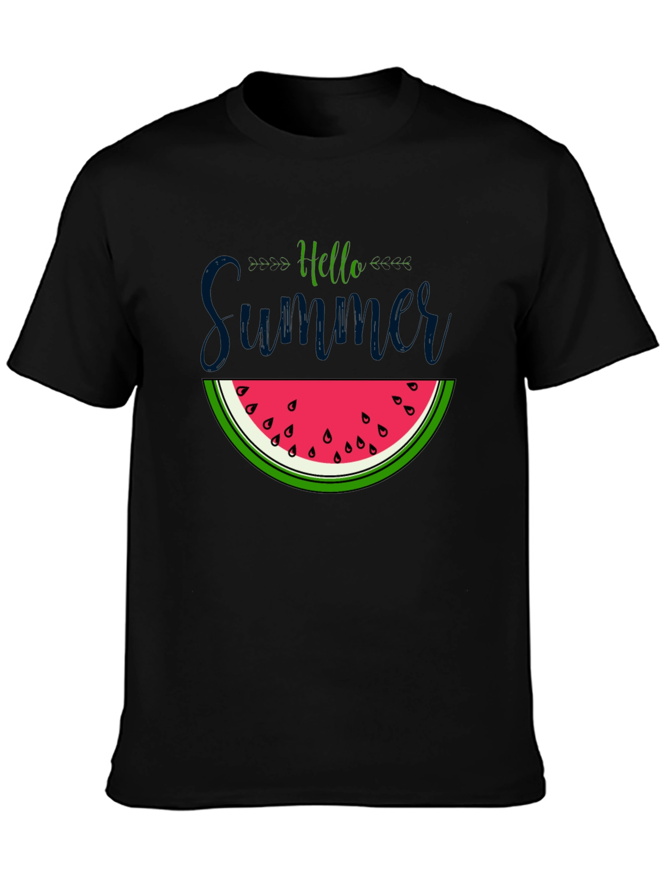 Black Hello Summer Watermelon Graphic Tee view 3