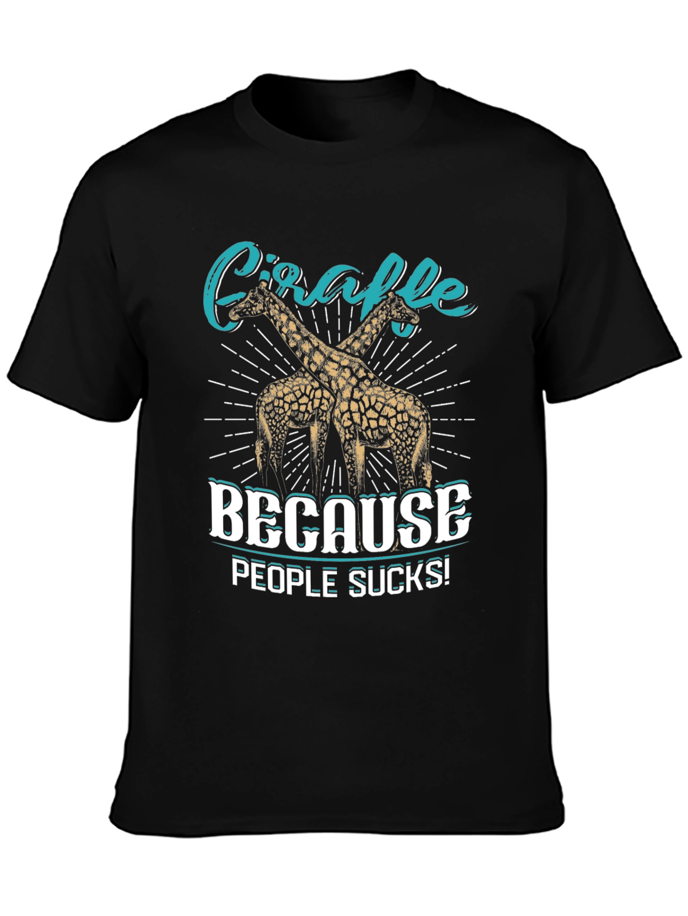 Black Giraffe Lover T-Shirt - Because People Suck Graphic Tee view 3