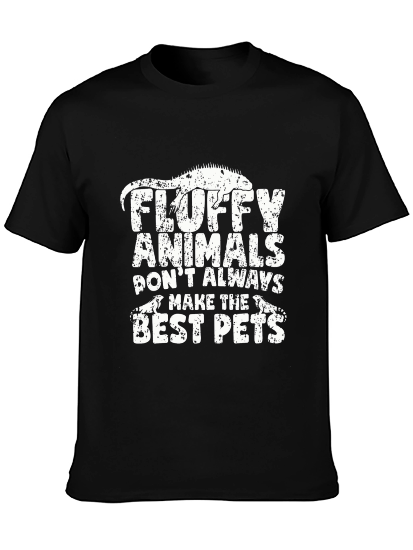 Black Fluffy Animals Lizard Graphic Tee view 3