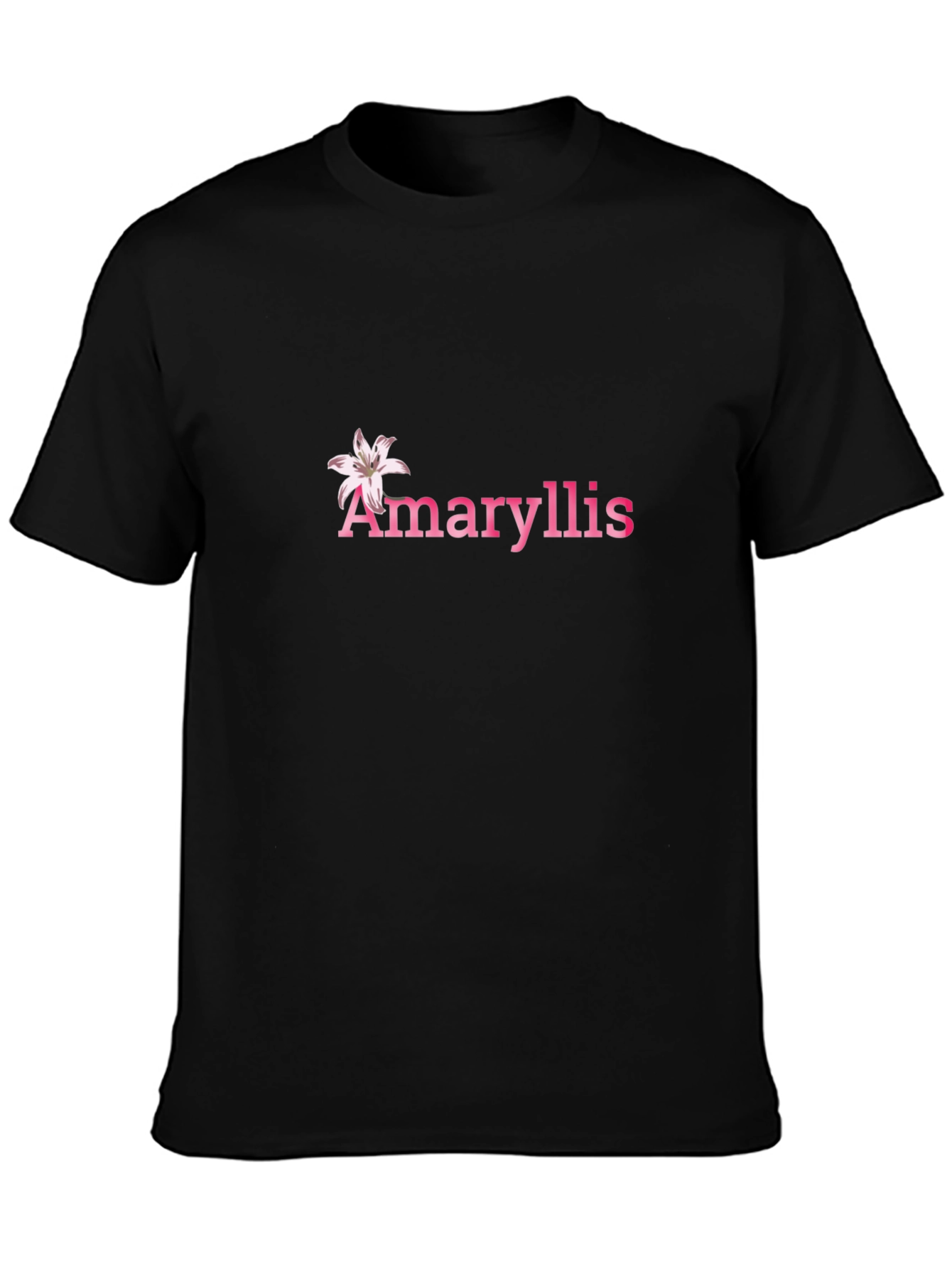 Black Amaryllis Flower Graphic Tee - Black Cotton T-Shirt view 3