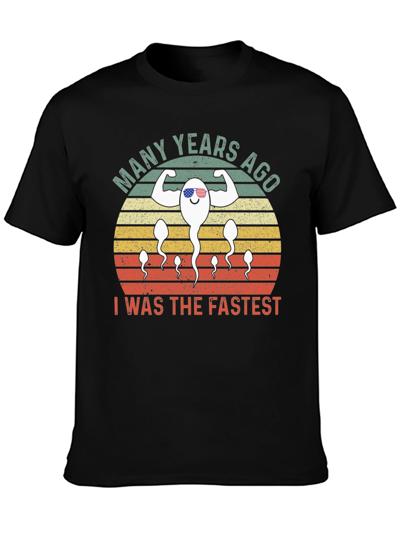 Black Funny "Fastest" Sperm Graphic T-Shirt view 3
