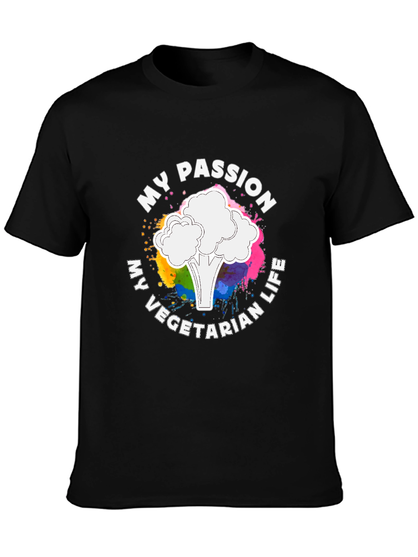 Black My Passion Vegetarian Life T-Shirt view 3