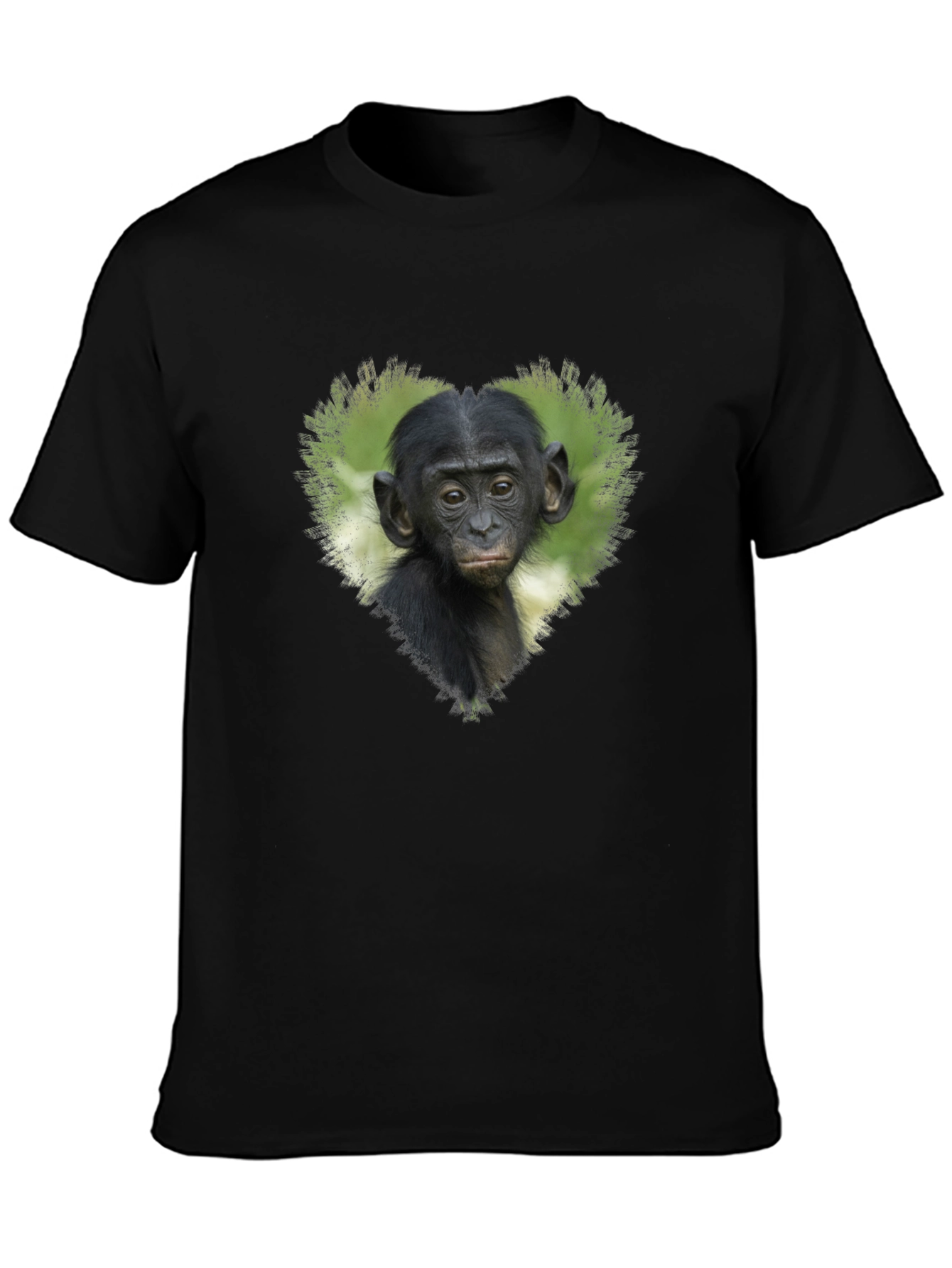 Black Bonobo Heart T-Shirt - Black Cotton Tee view 3