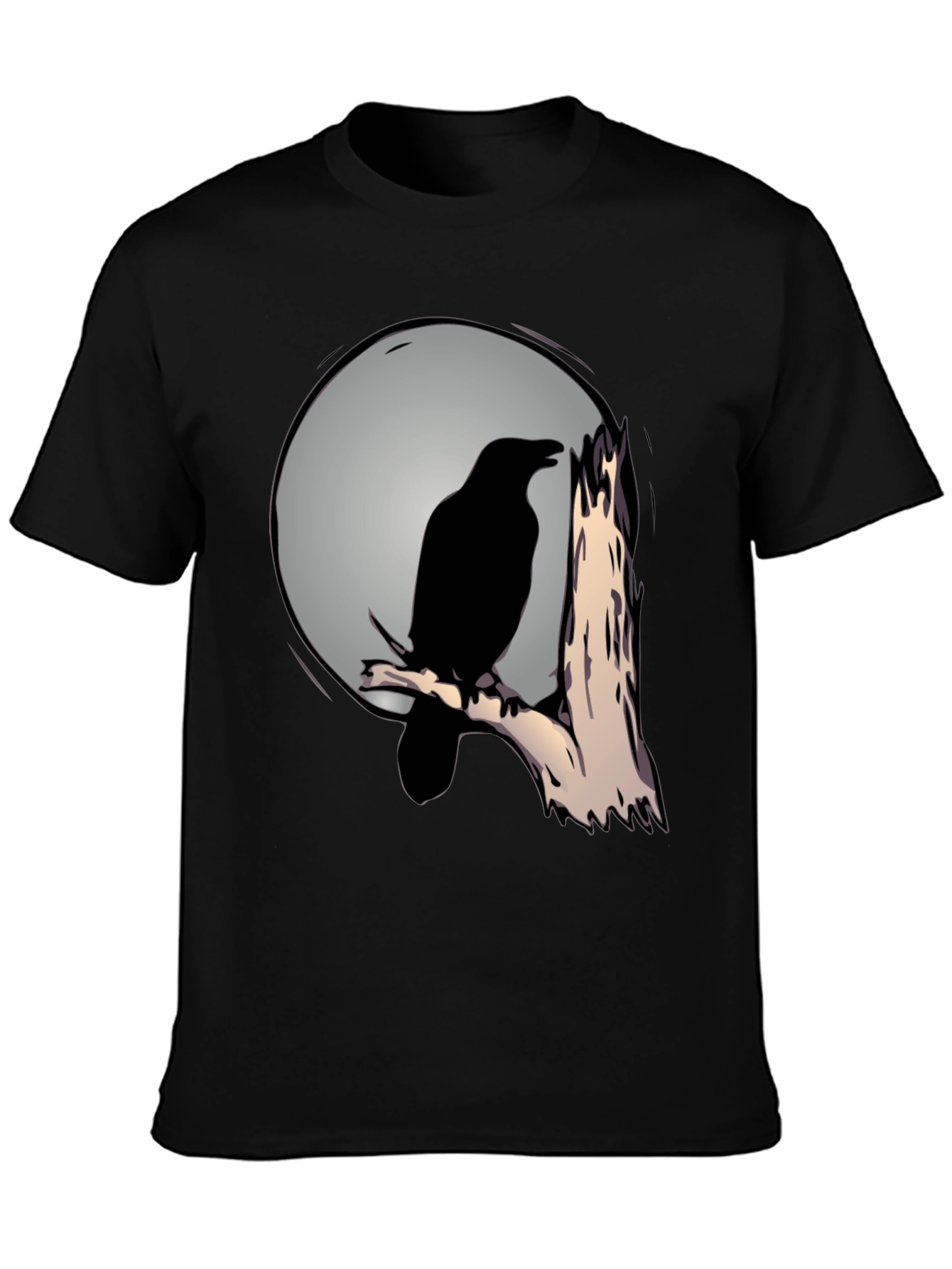 Black Raven on Moonlit Branch T-Shirt - Dark Aesthetic Tee view 3