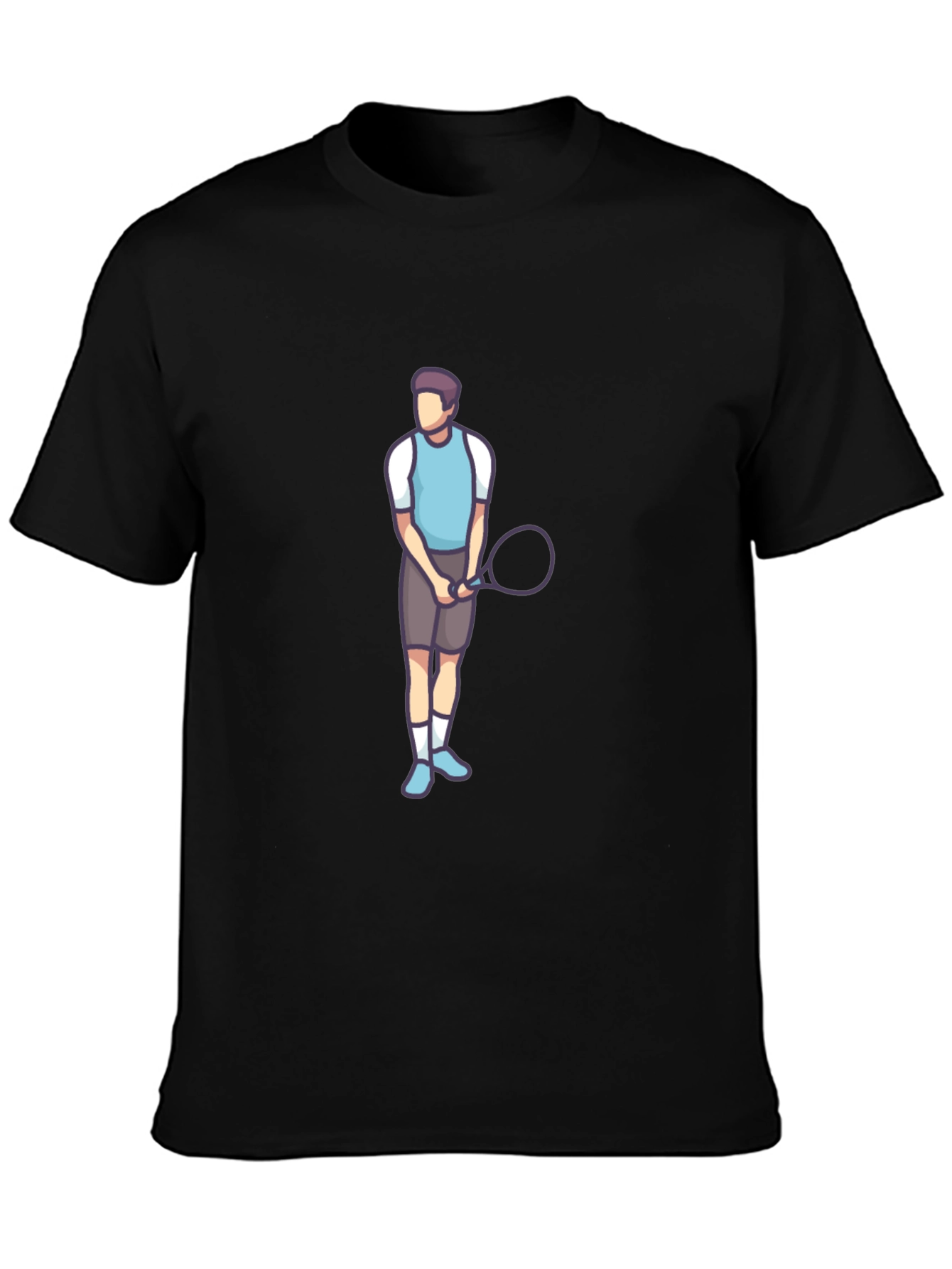 Black Tennis Player Graphic Tee - Black Cotton Blend view 3