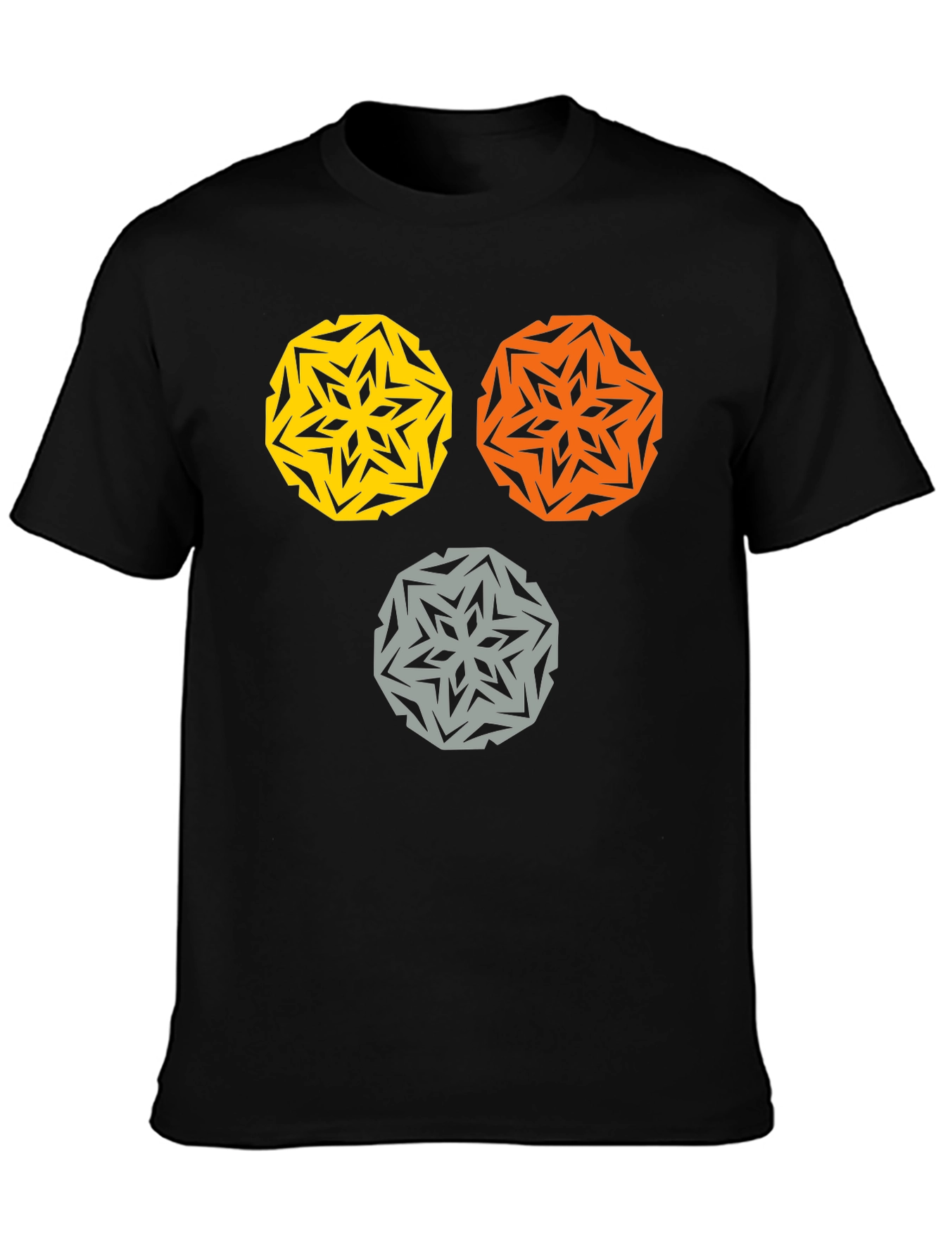 Black Geometric Mandala Graphic Tee - Stylish Cotton Blend view 3