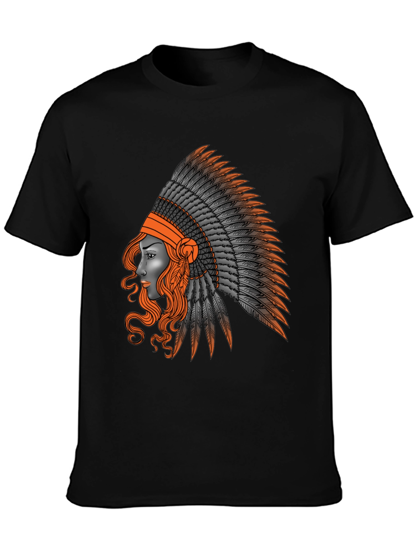 Black Native American Headdress Graphic T-Shirt view 3