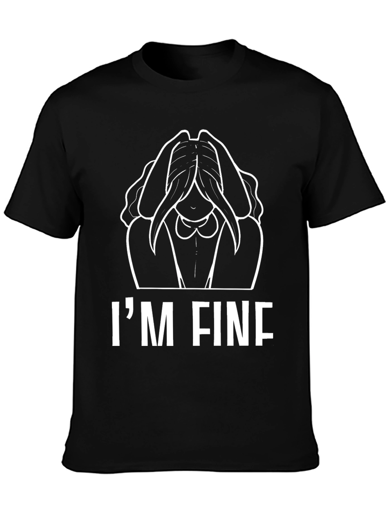 Black I'm Fine T-Shirt - Funny Graphic Tee view 3