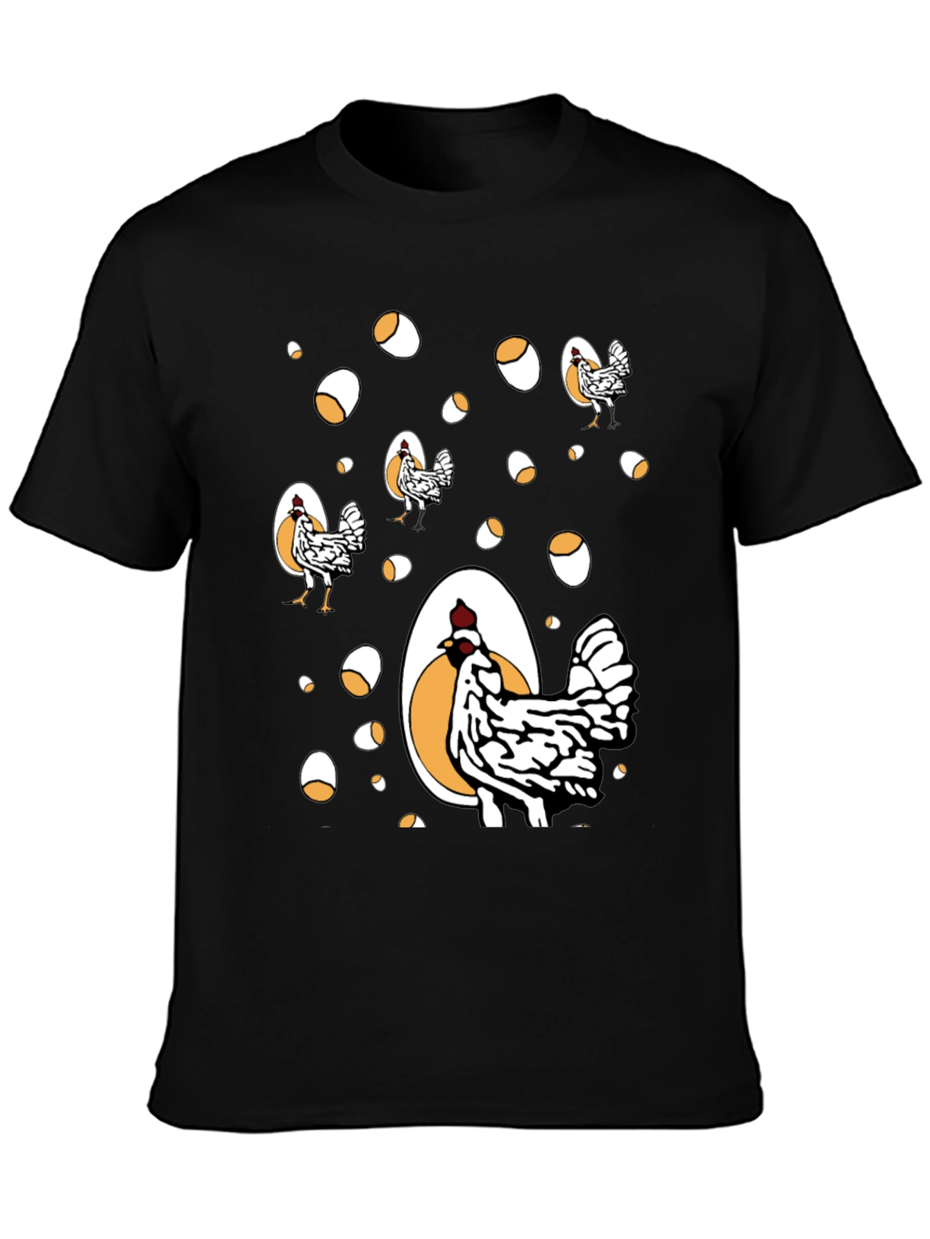 Black Funny Chicken & Egg Graphic Tee view 3