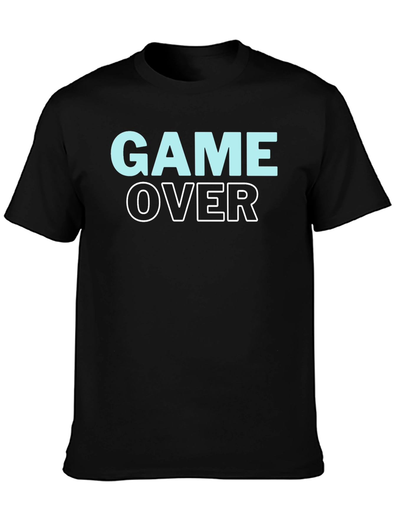 Black Game Over Graphic Print Crew Neck T-Shirt view 3