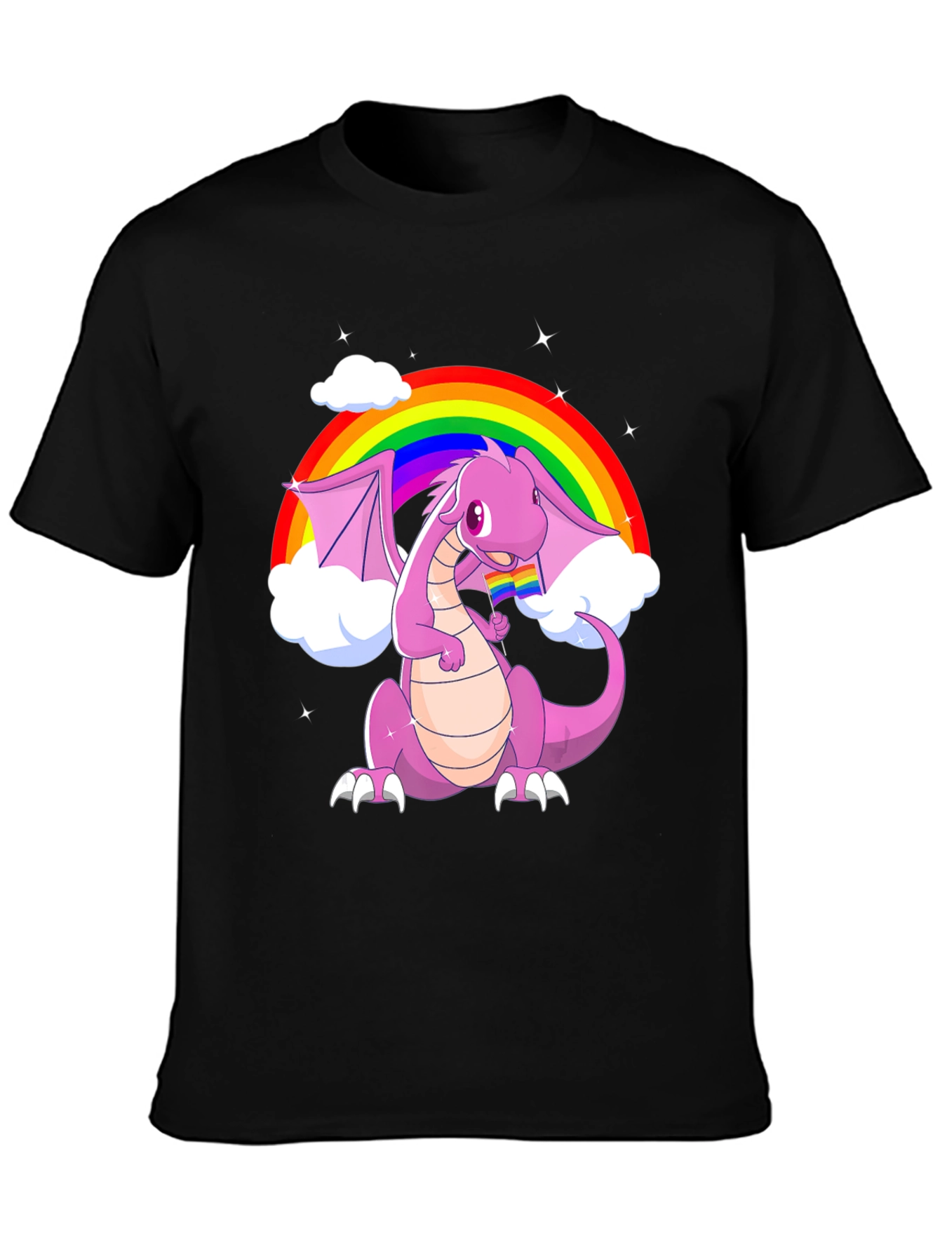 Black Rainbow Dragon Pride T-Shirt view 3