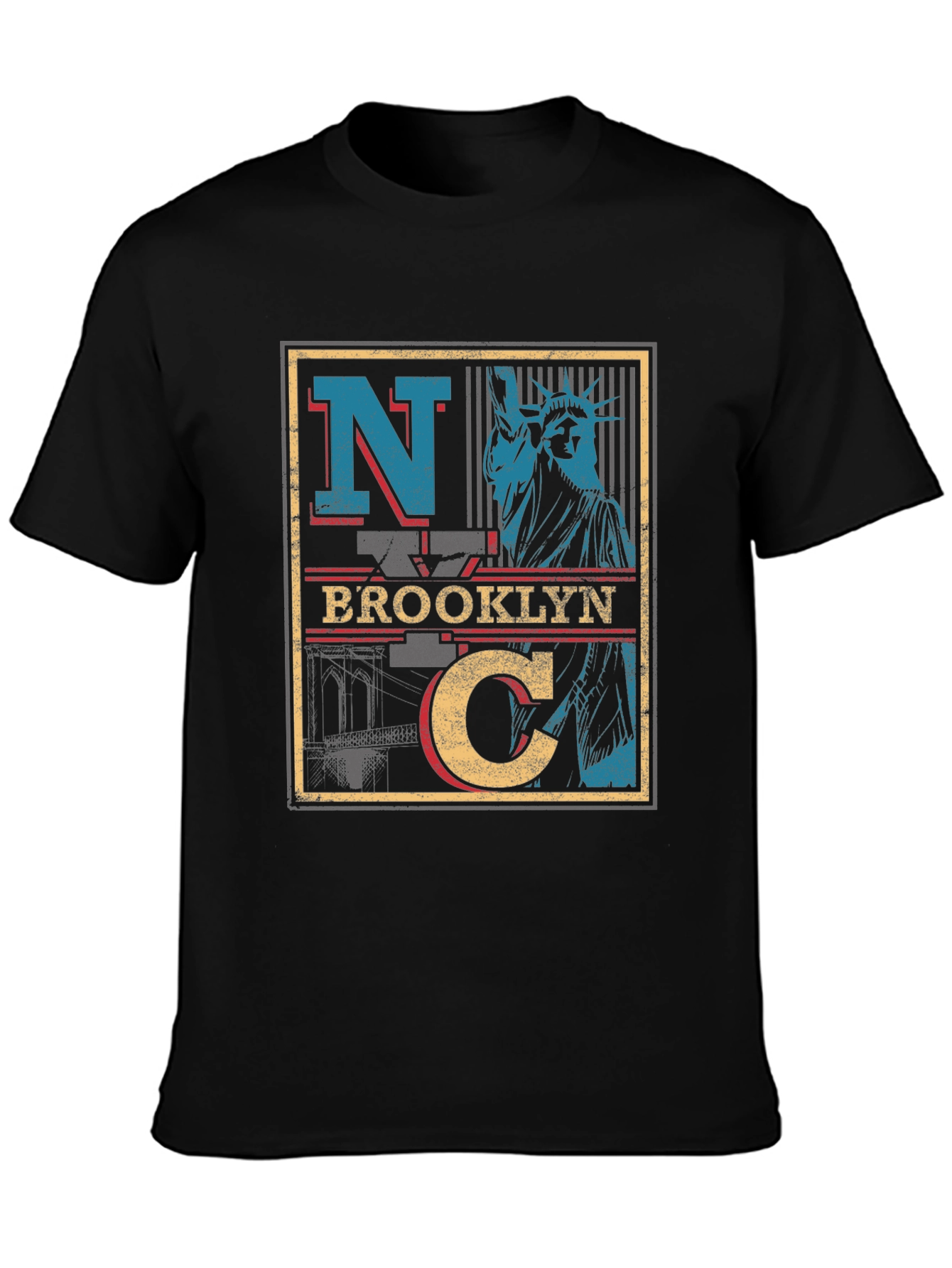 Black NYC Brooklyn Statue of Liberty Black T-Shirt view 3