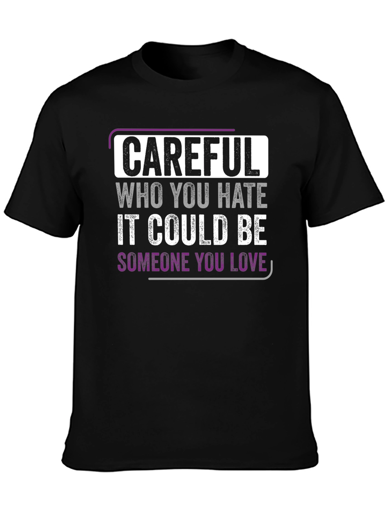 Black Careful Who You Hate Graphic Tee view 3