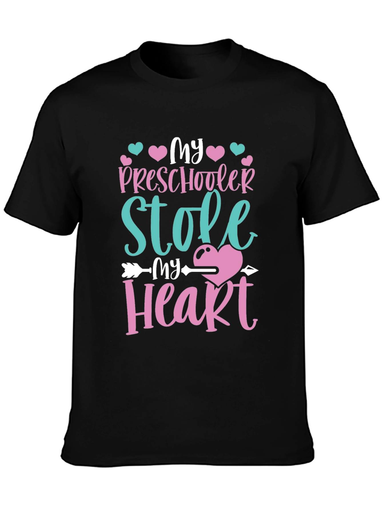 Black My Preschooler Stole My Heart T-Shirt view 3