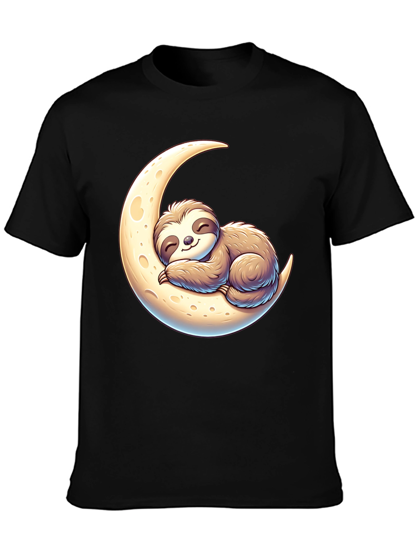 Black Sloth on Moon Graphic Tee - Relaxed Fit view 3