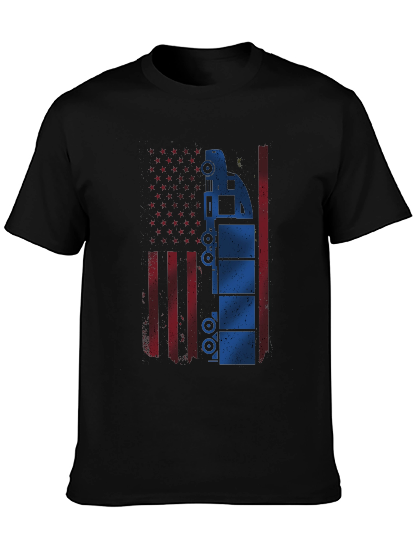 Black American Flag Trucker T-Shirt view 3