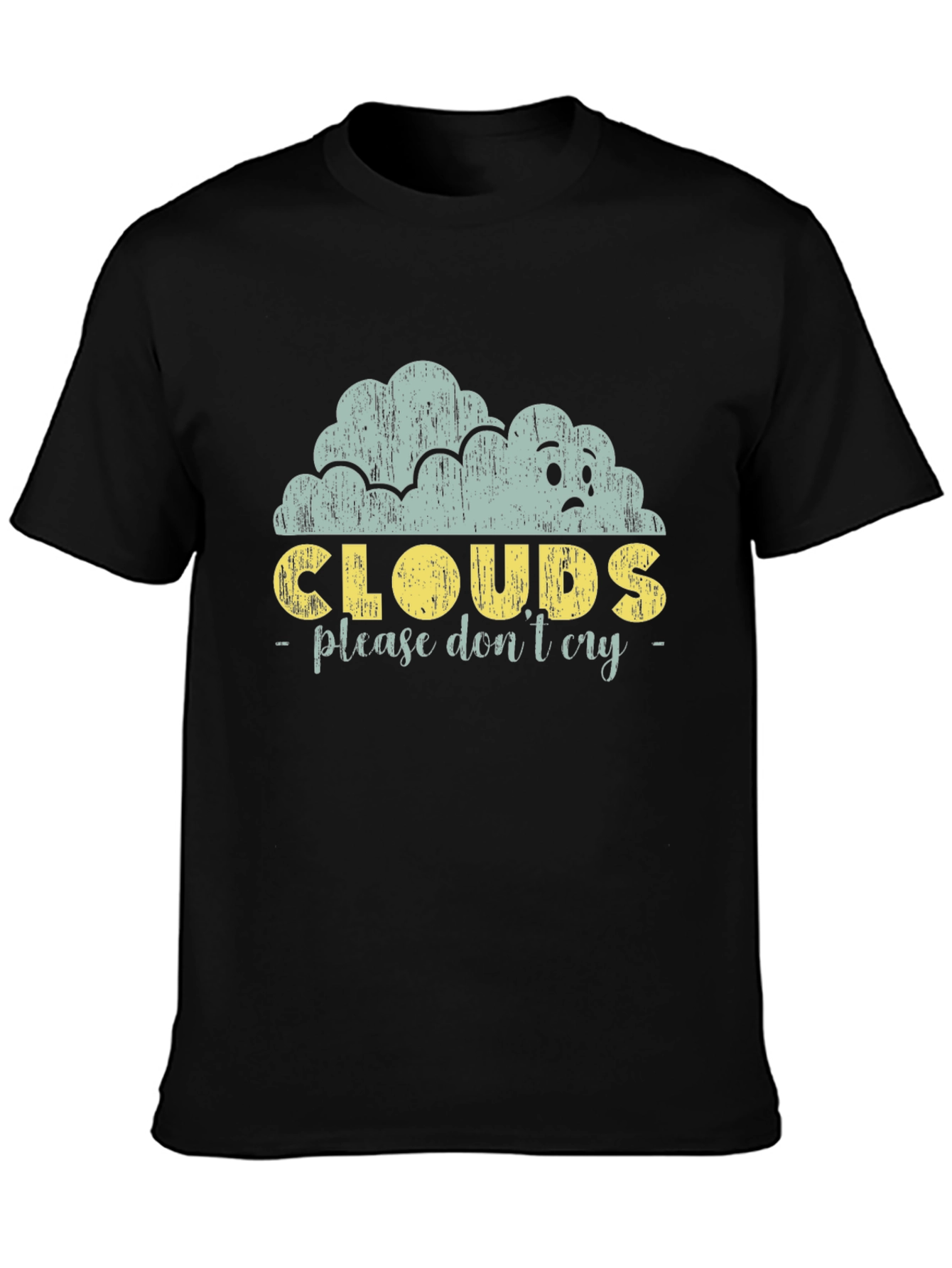 Black Sad Cloud Graphic Print Black Tee view 3