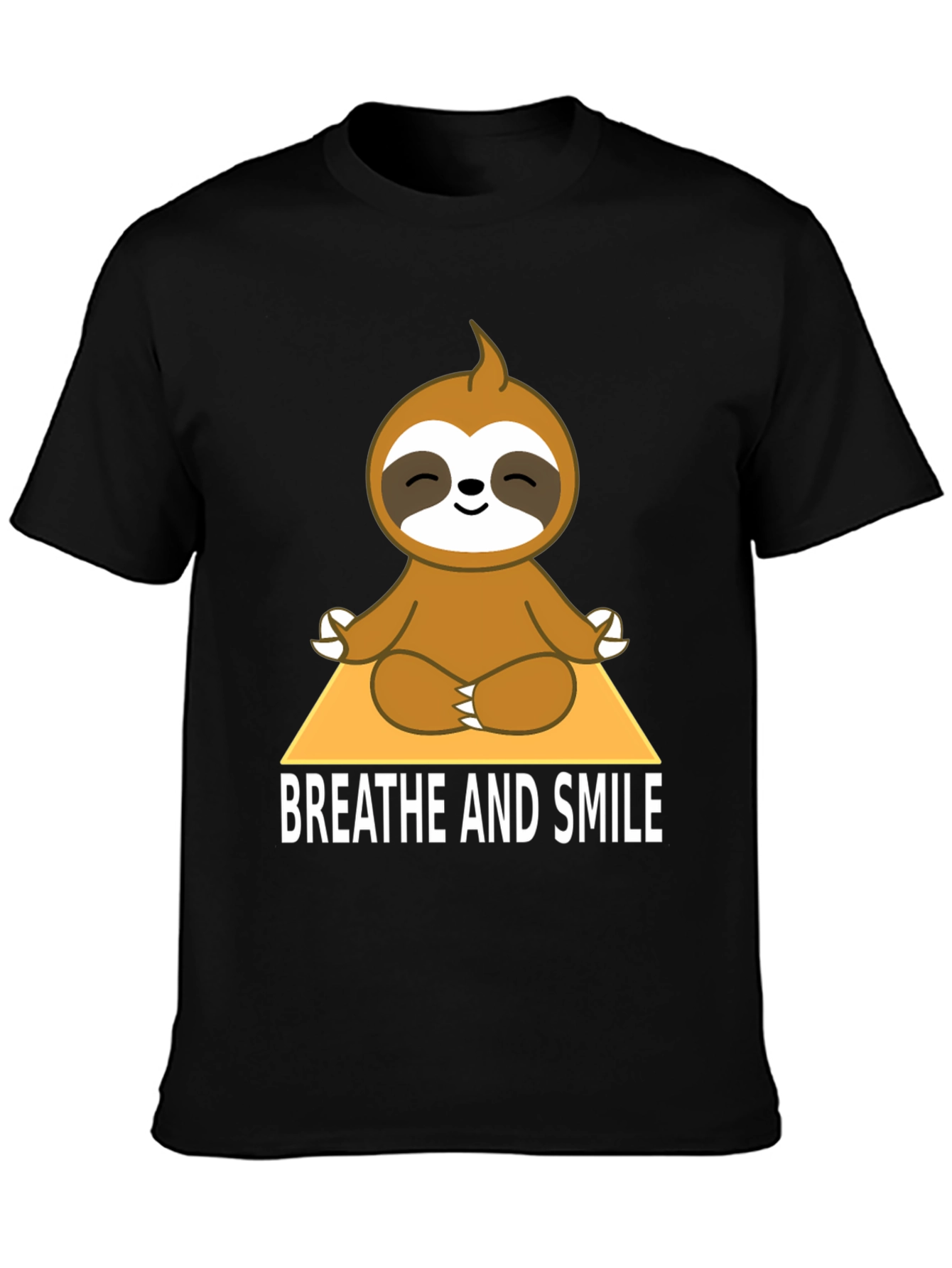 Black Meditating Sloth T-Shirt - Breathe and Smile view 3