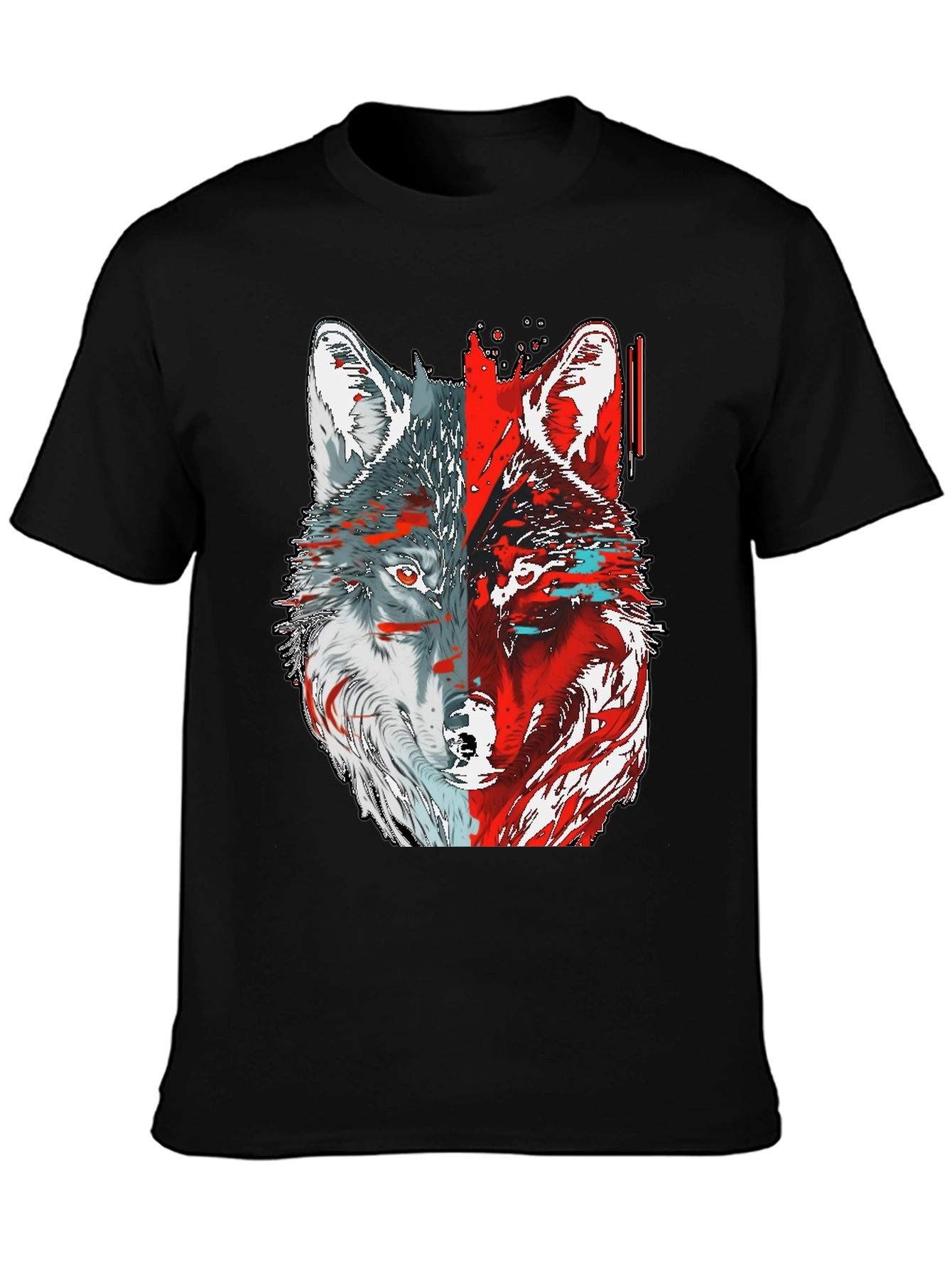 Black Wolf Graphic Tee - Unique Two-Faced Design view 3