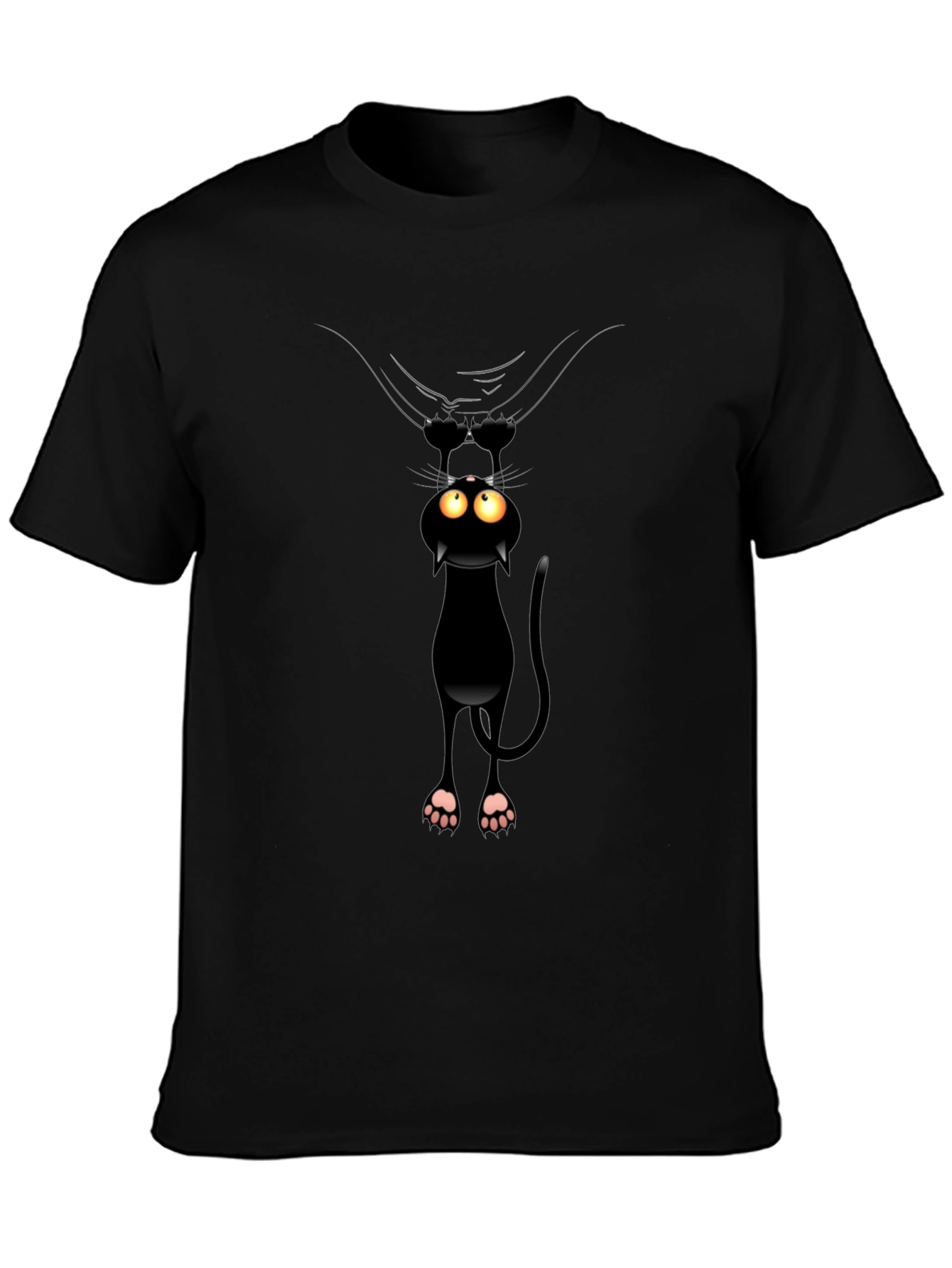 Funny Cat Hanging T-Shirt - Black Cotton Tee - 3