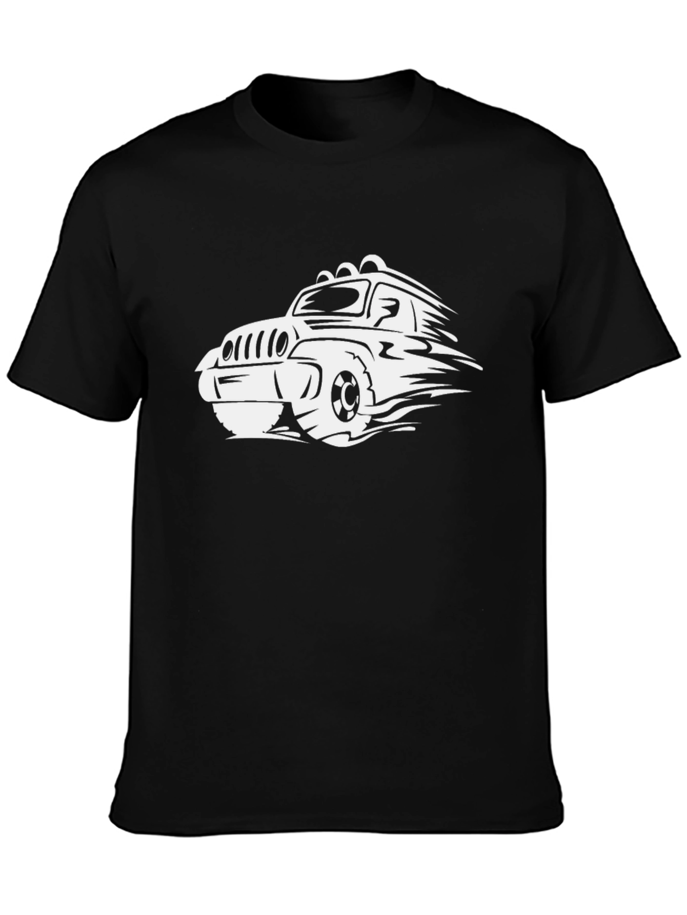 Black Black T-Shirt with White 4x4 Off-Road Vehicle Graphic view 3