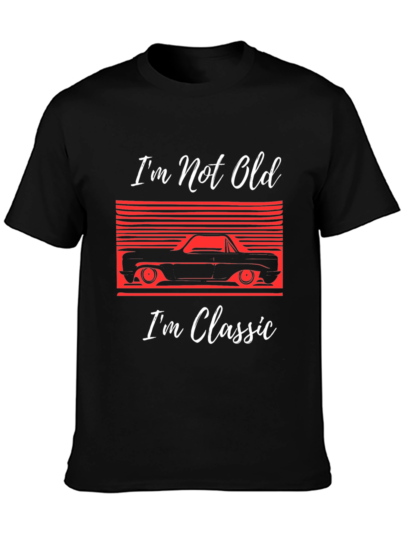 Black Classic Car T-Shirt: I'm Not Old, I'm Classic! view 3