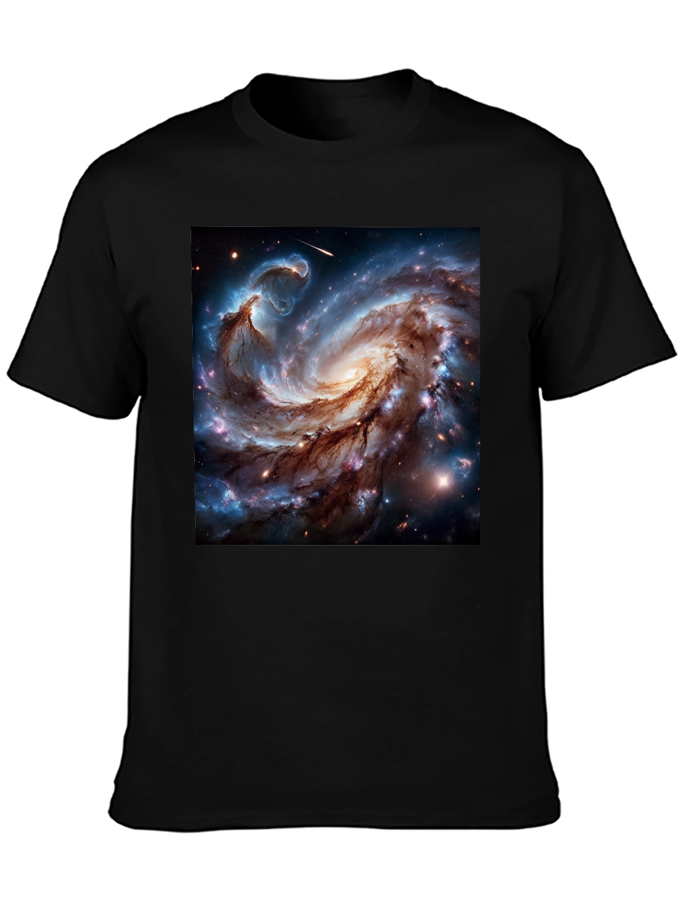 Black Cosmic Galaxy Graphic Tee - Black Cotton Blend T-Shirt view 3