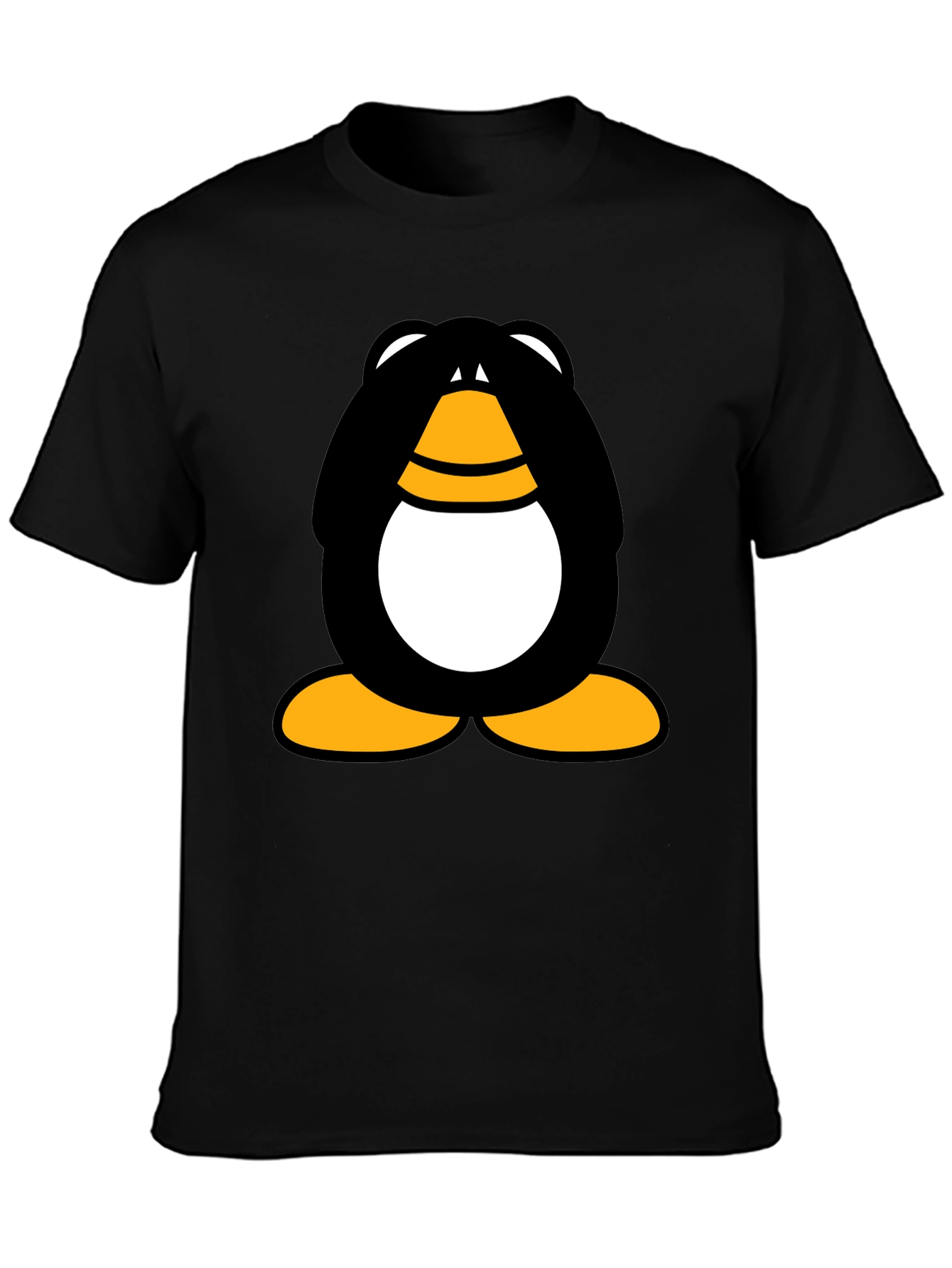 Black Funny Penguin Graphic Black T-Shirt view 3