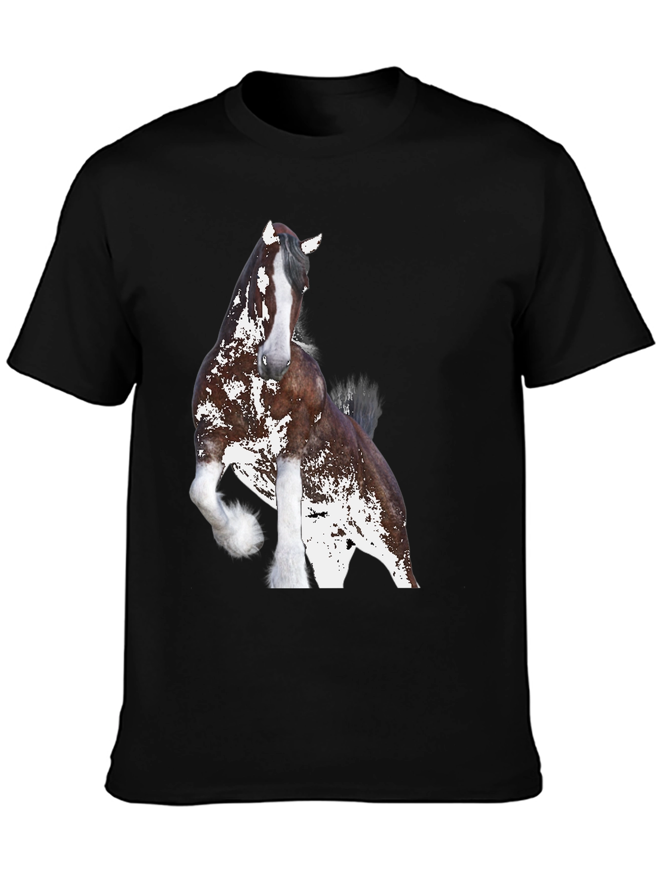 Black Horse Graphic Tee - Black Cotton Blend Shirt view 3