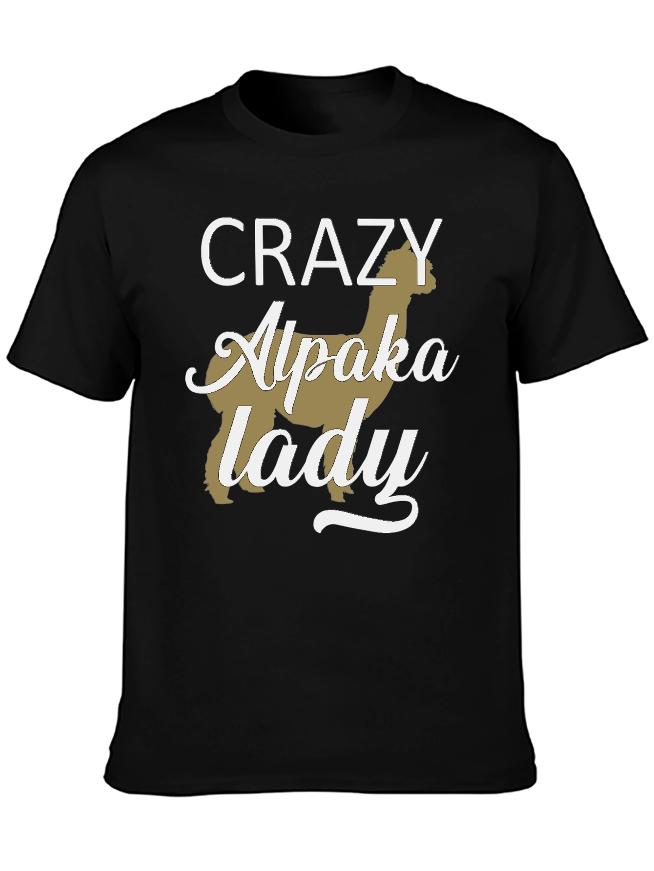Black Crazy Alpaca Lady T-Shirt - Novelty Graphic Tee view 3