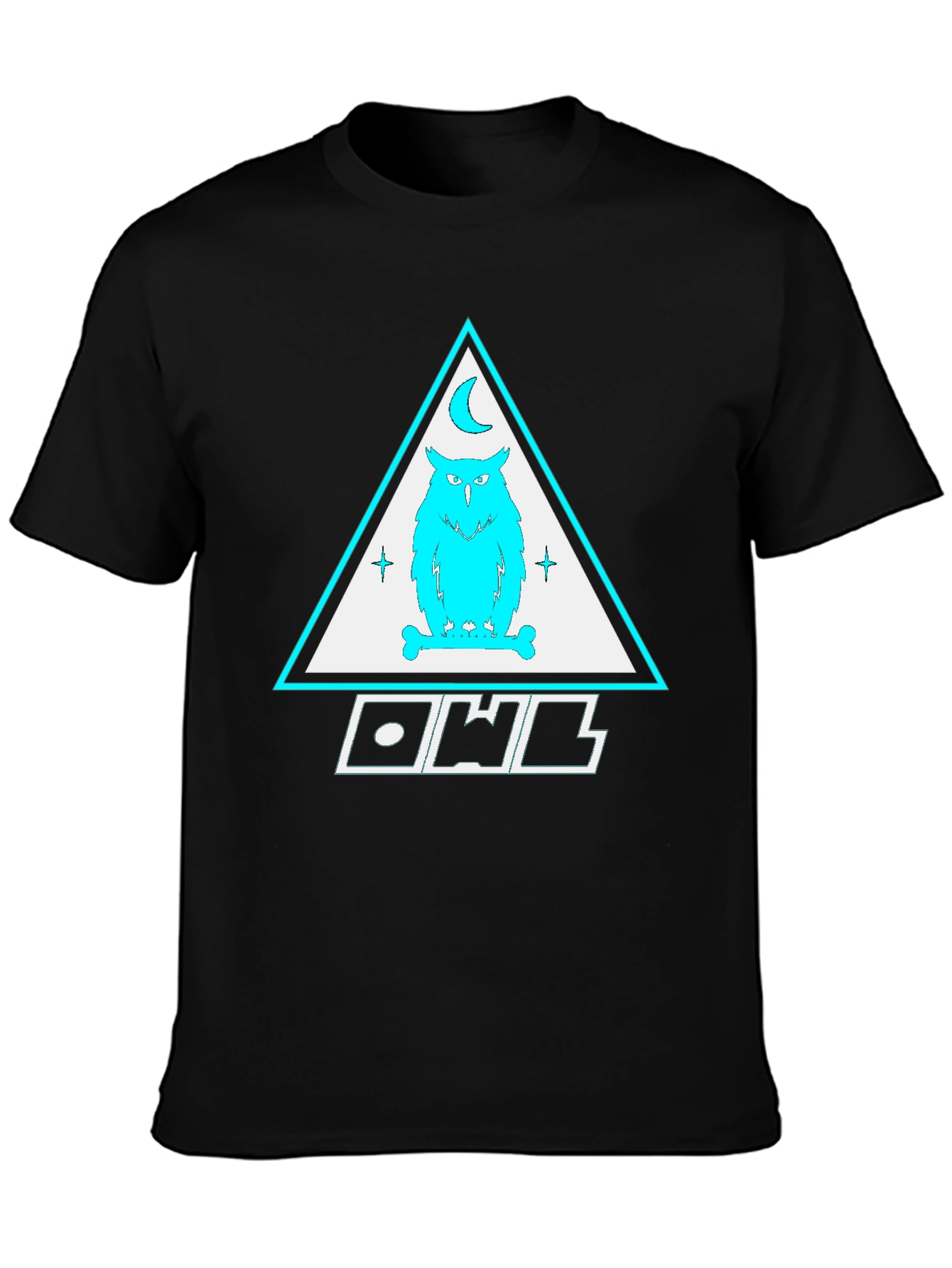 Black Owl Triangle Graphic Print Black T-Shirt view 3
