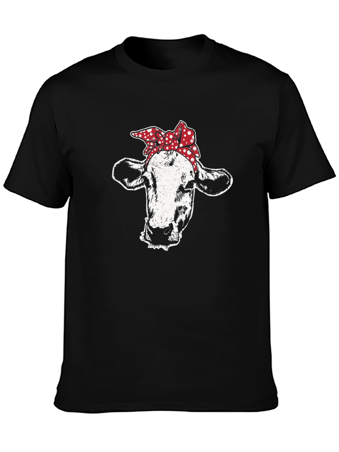 Black Cow Bandana Graphic Tee - Black Cotton T-Shirt view 3