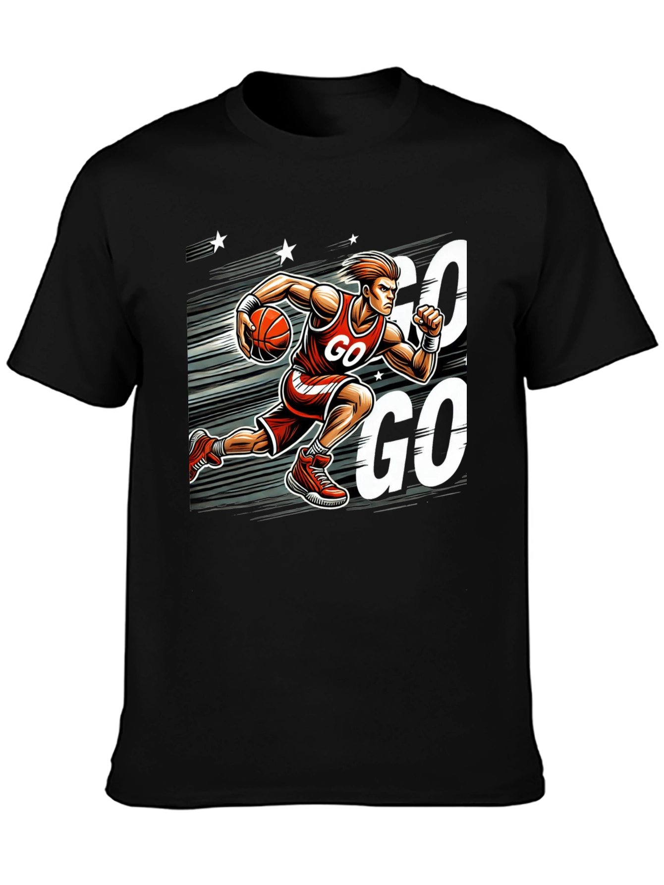 Black Basketball Go T-Shirt view 3