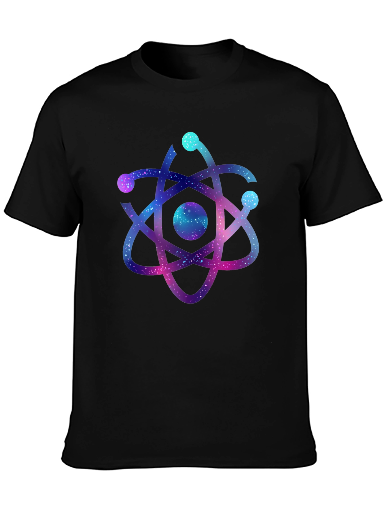 Black Galaxy Atom Graphic Black T-Shirt view 3