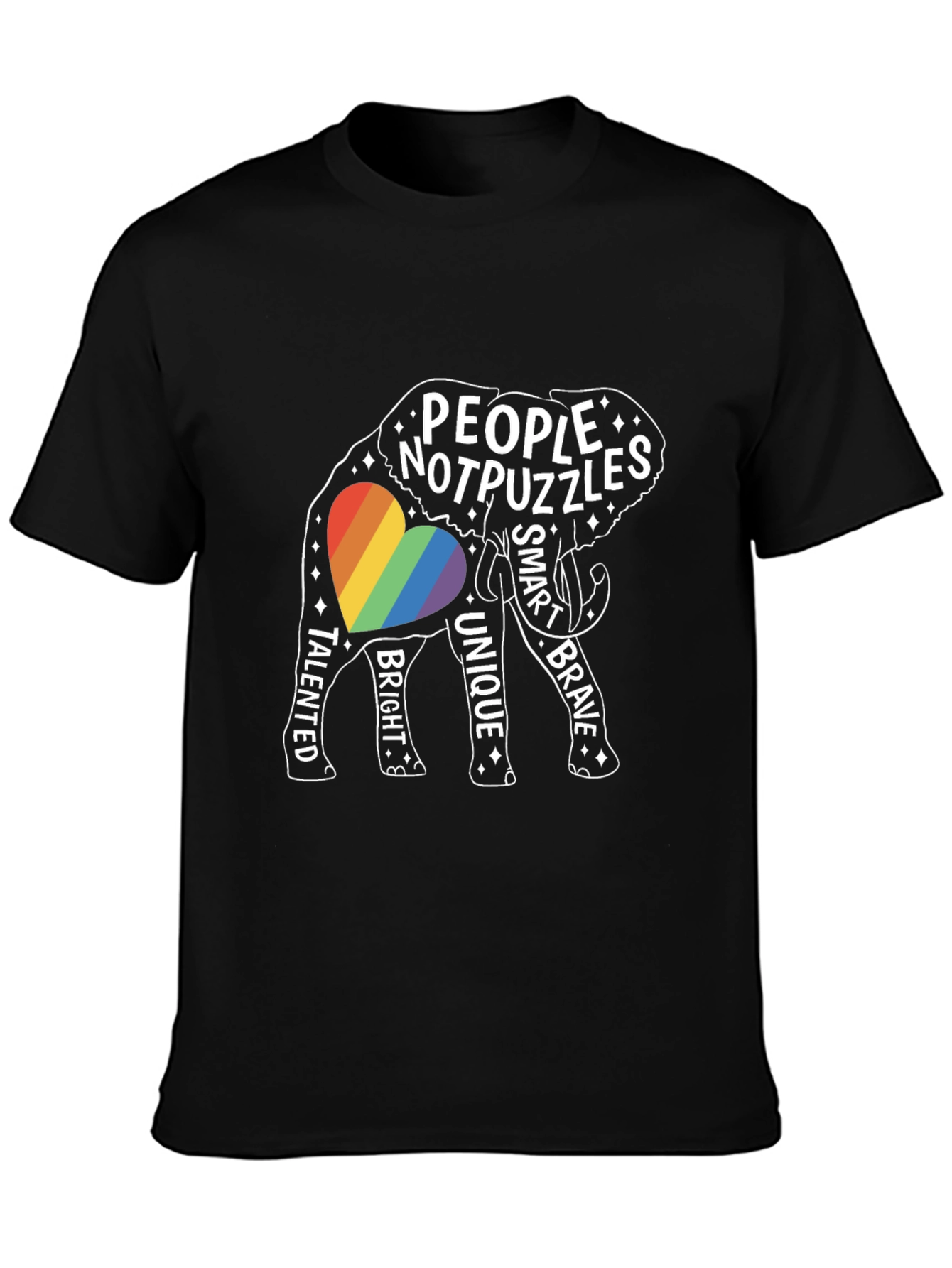 Black People Not Puzzles Elephant LGBTQ+ Pride Tee view 3
